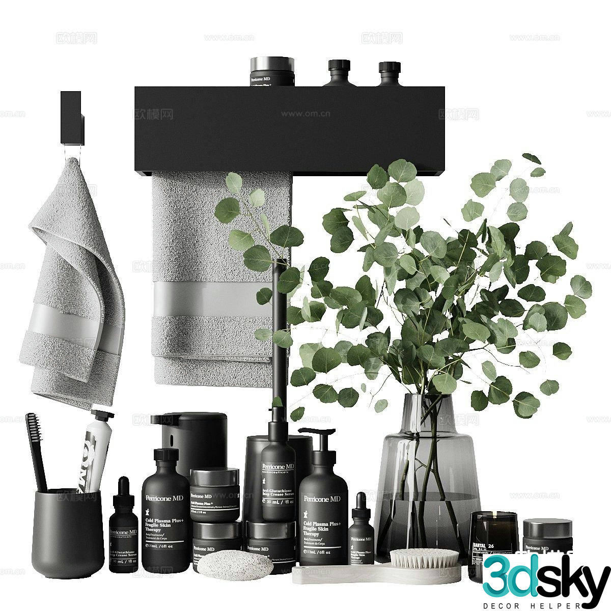 Toilets Towels Vases Scrubs 3D Model