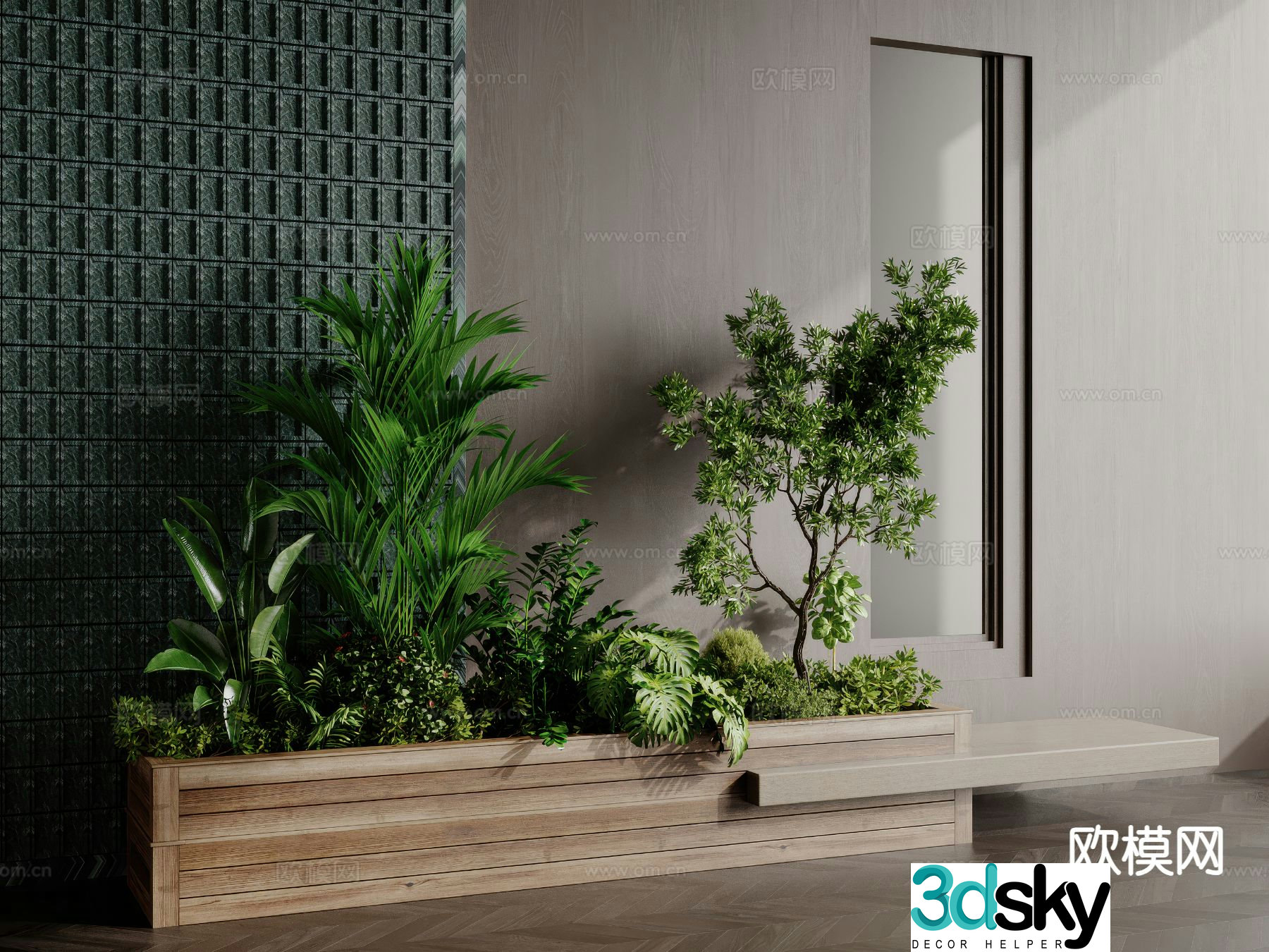 Green plant pile Landscape green plants Tree pool chair Flower tank Sandou 3D model