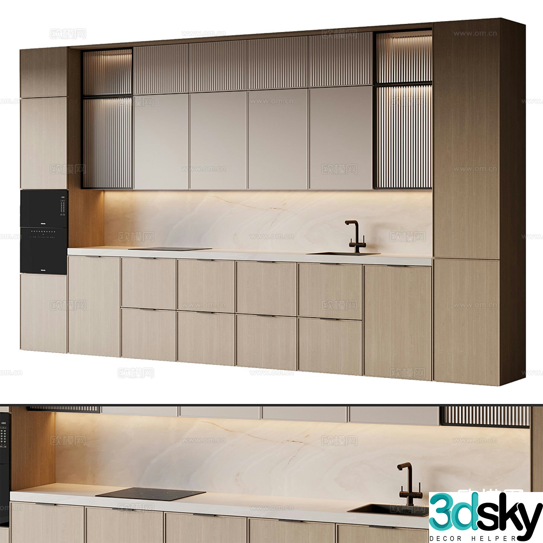 Modern solid wood cabinet sideboard 3d model