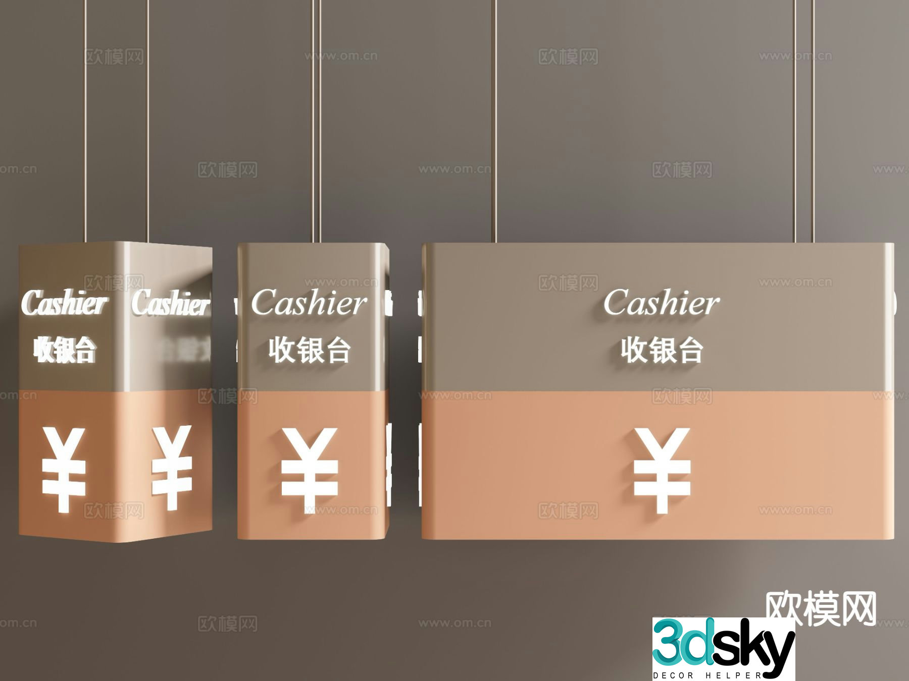Cashier sign, indicator light, cashier sign, indicator light box 3D model