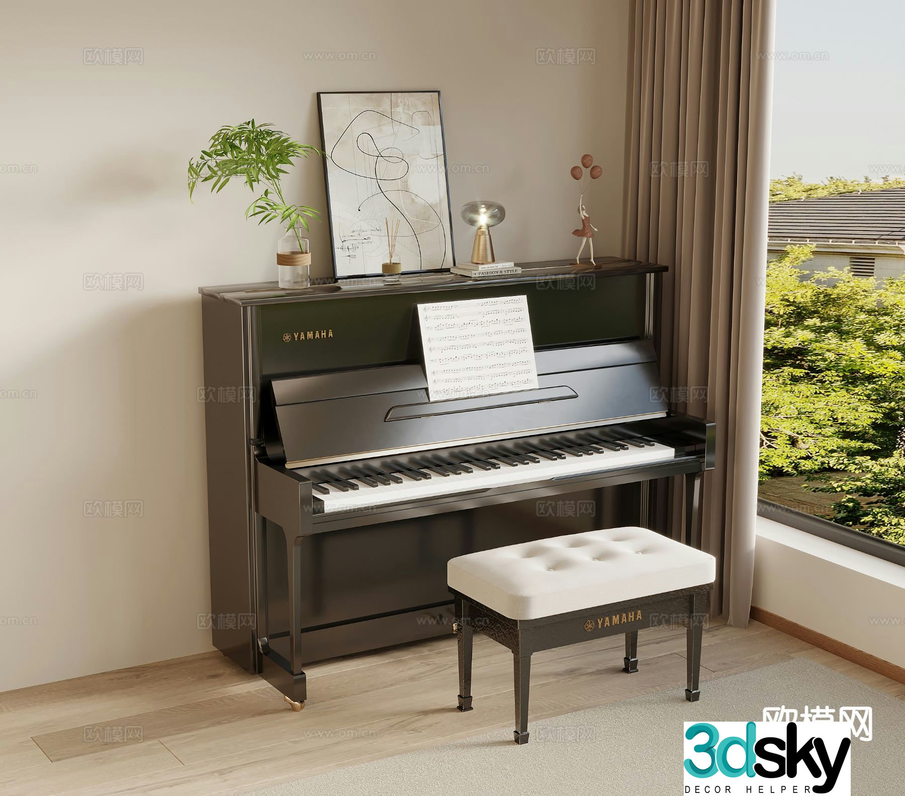 modern piano 3d model