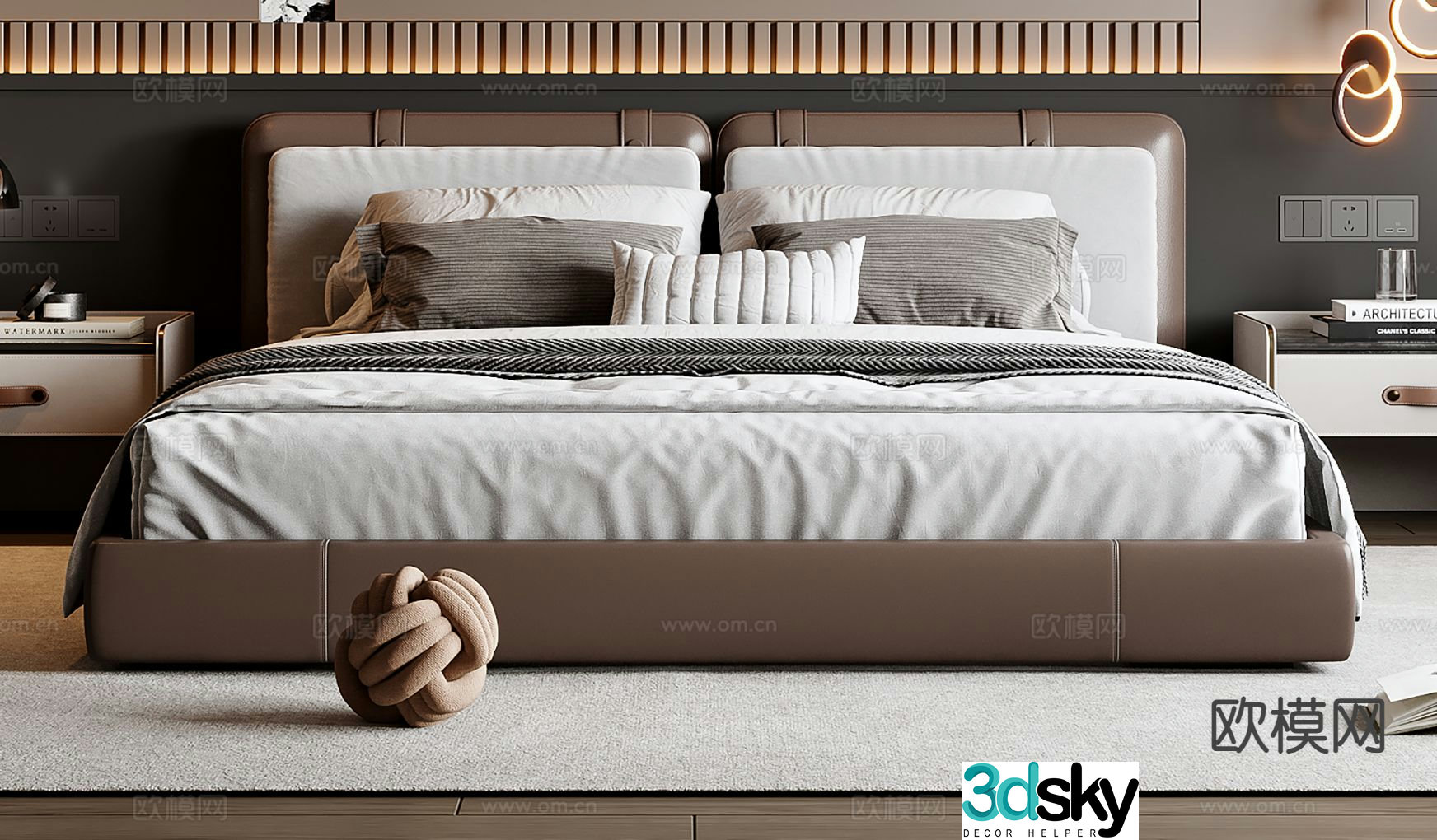 Italian double bed 3d model
