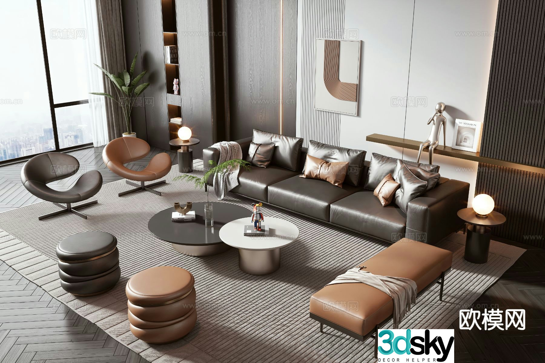 Minotti modern sofa set 3d model