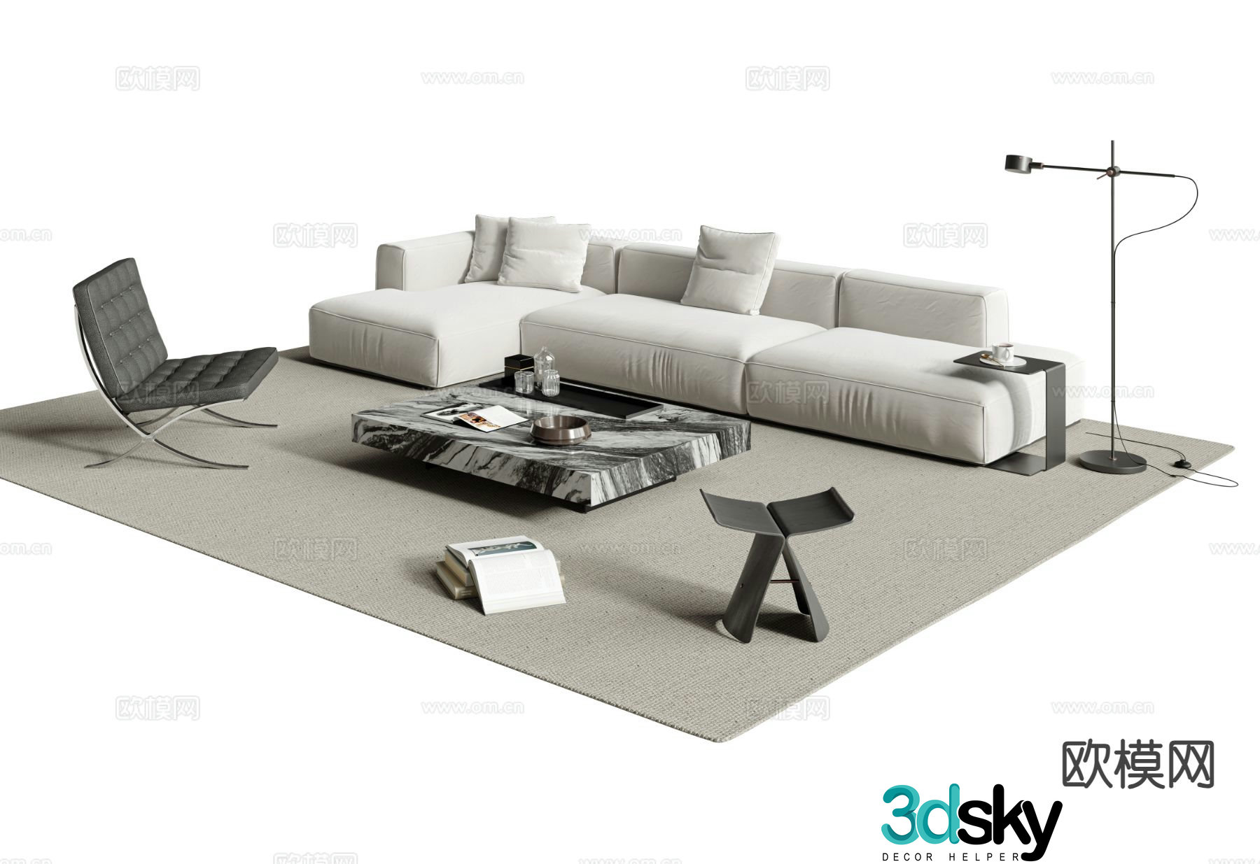 Modern sofa set 3d model