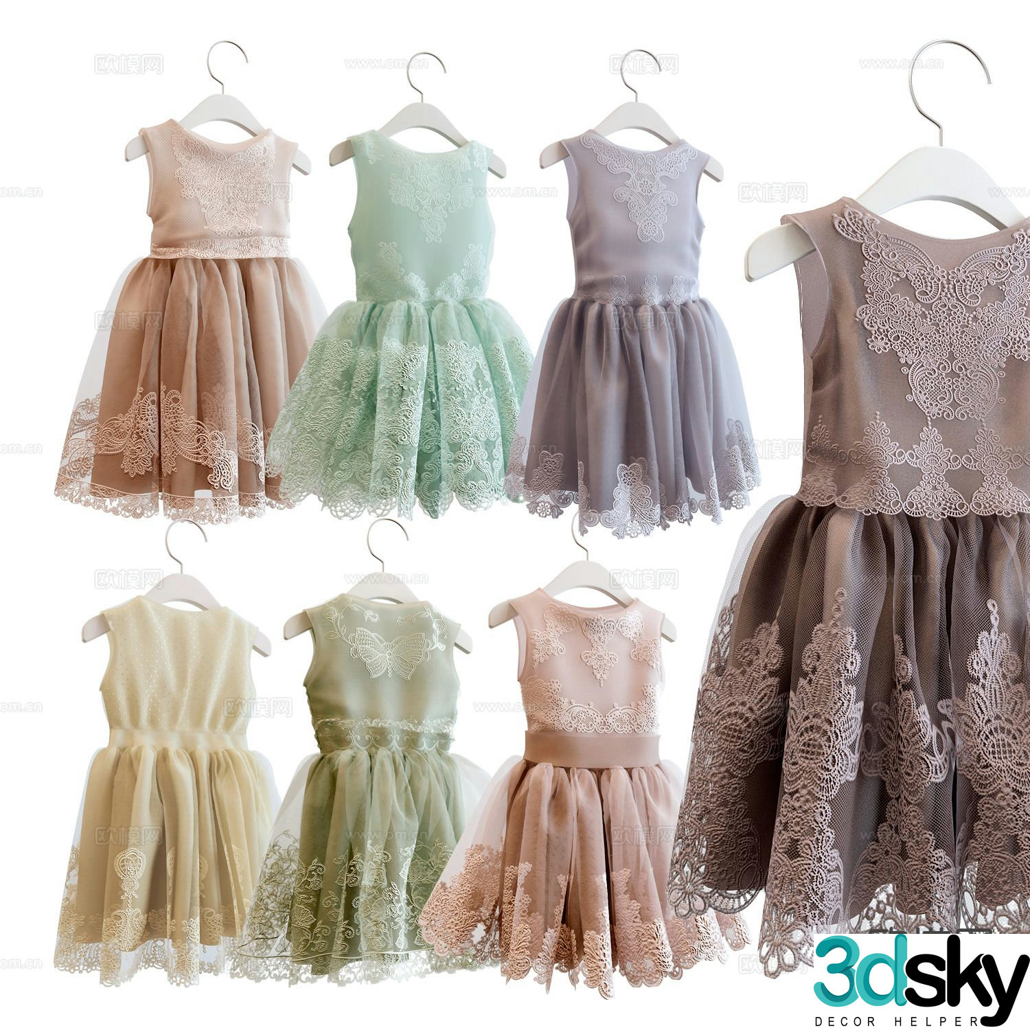 Modern clothing kids dress 3d model