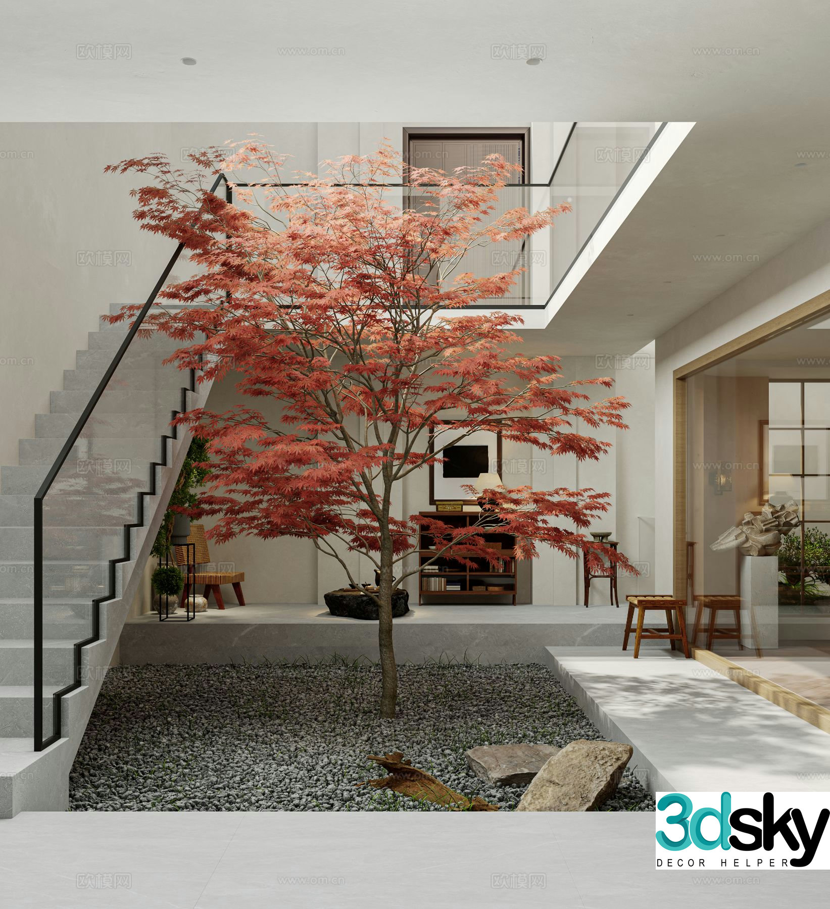Modern courtyard landscape 3d model