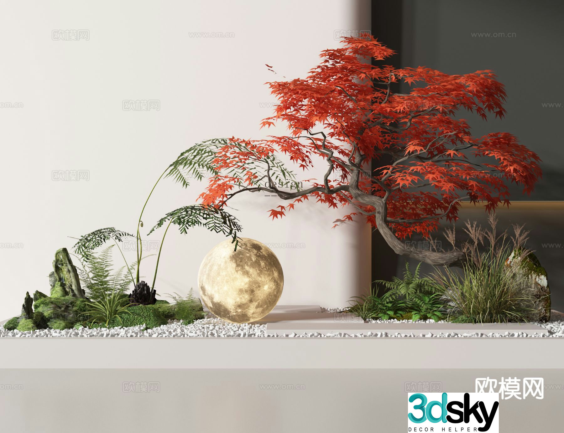 Indoor landscape bib neck tree sketch 3d model
