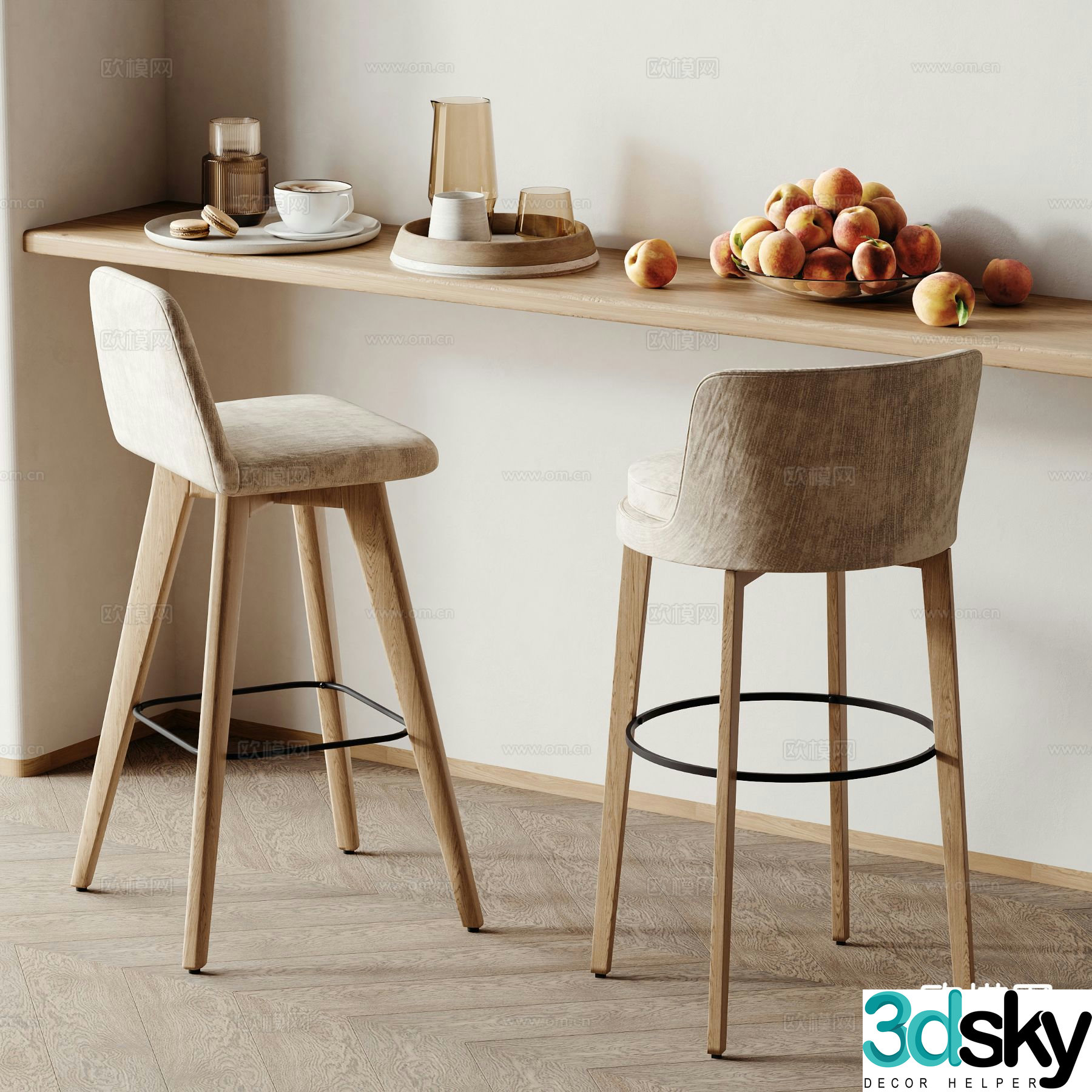 Modern bar stool bar stool high stool 3d model