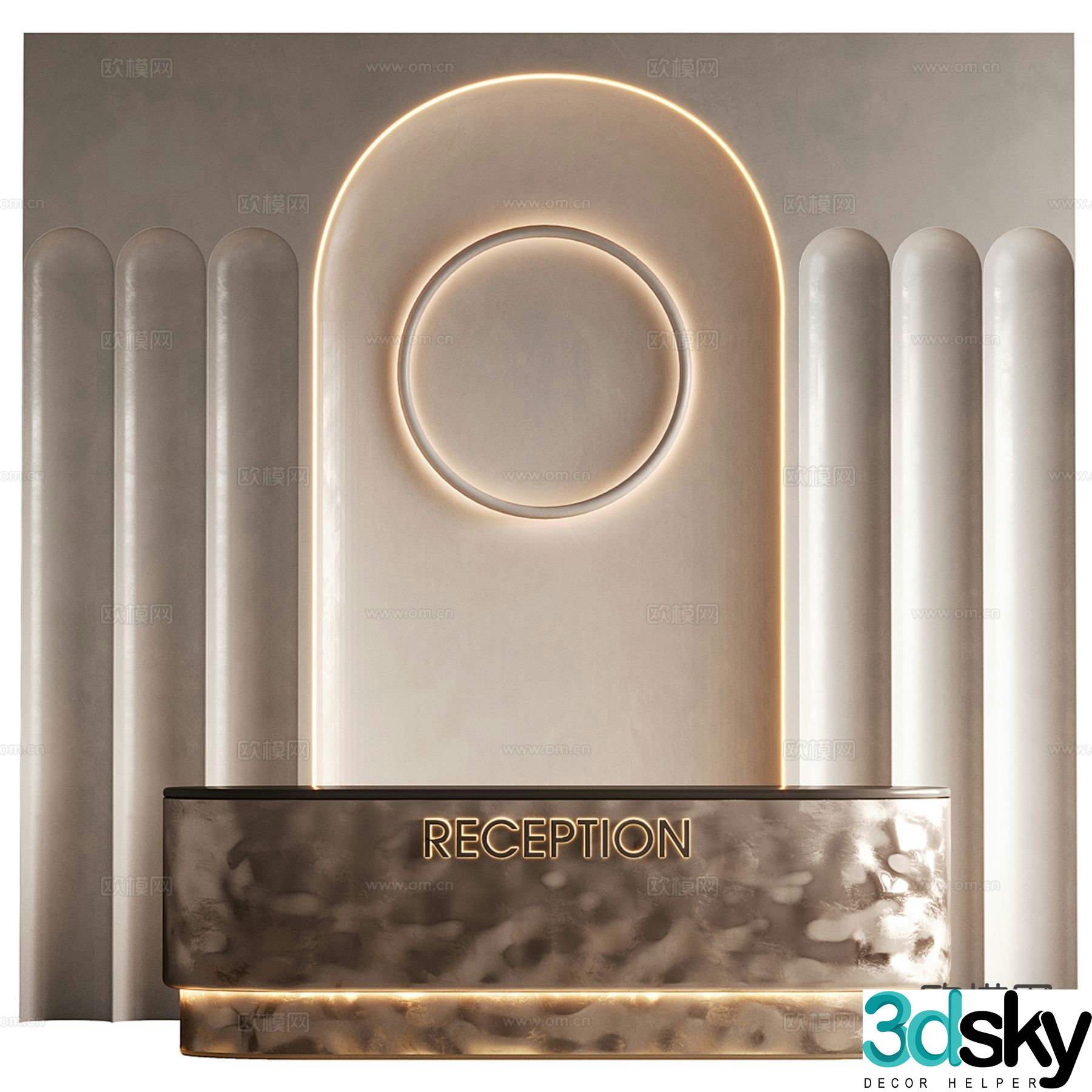 Light luxury reception desk front desk information desk 3D model