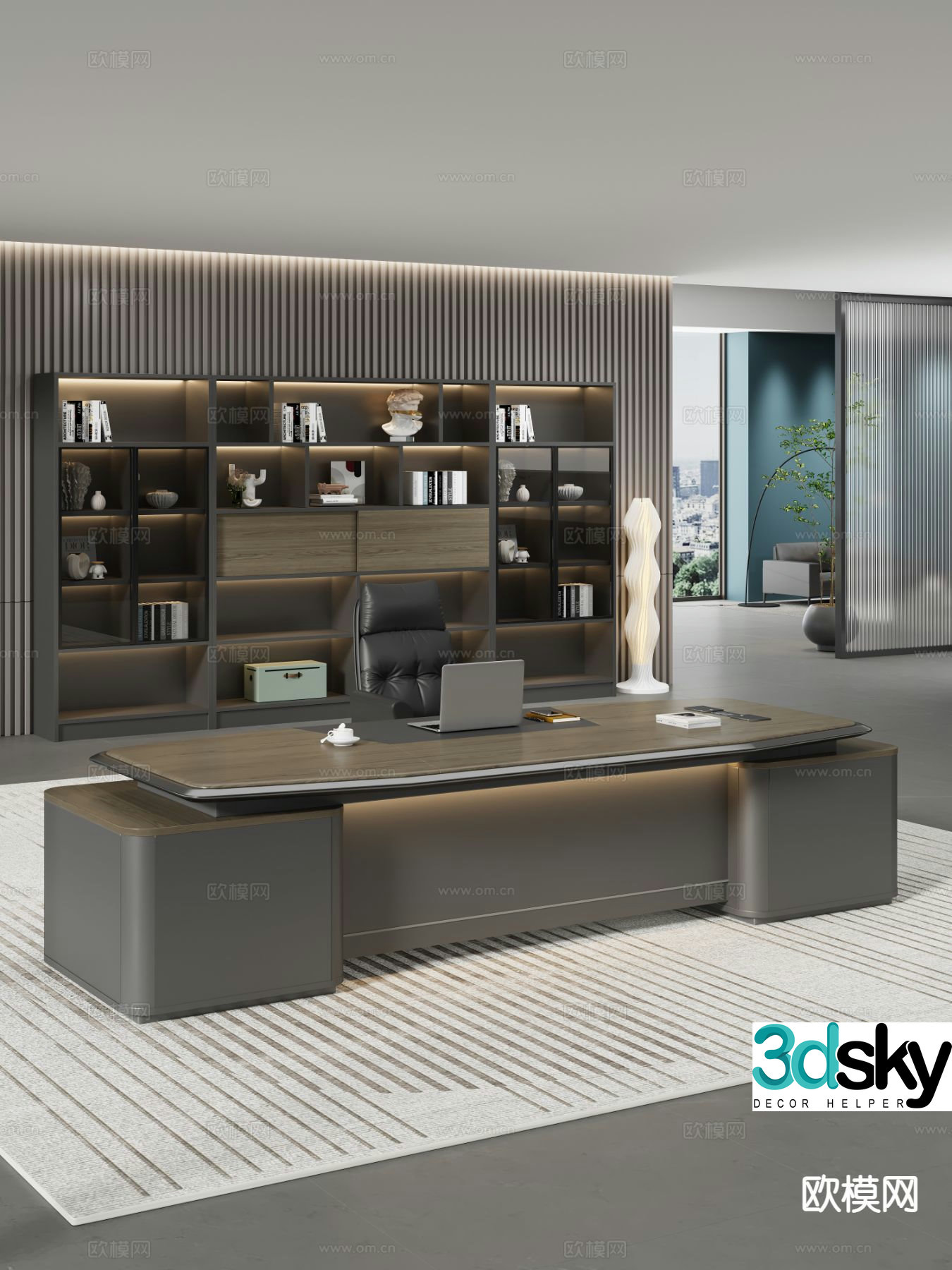Modern desk table boss table 3d model