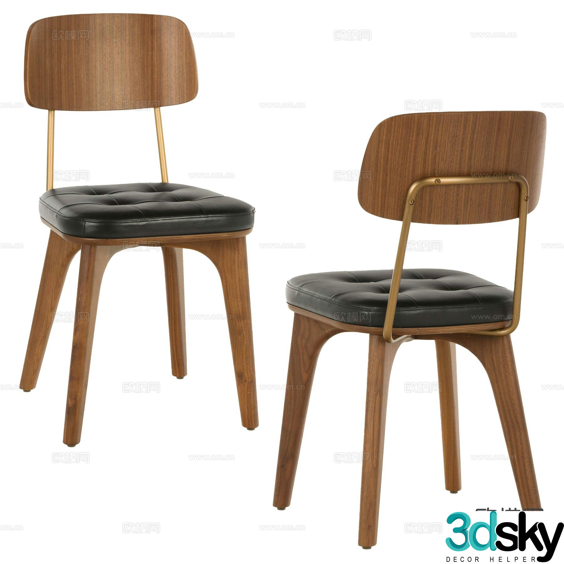 Modern chair single chair dining chair 3d model