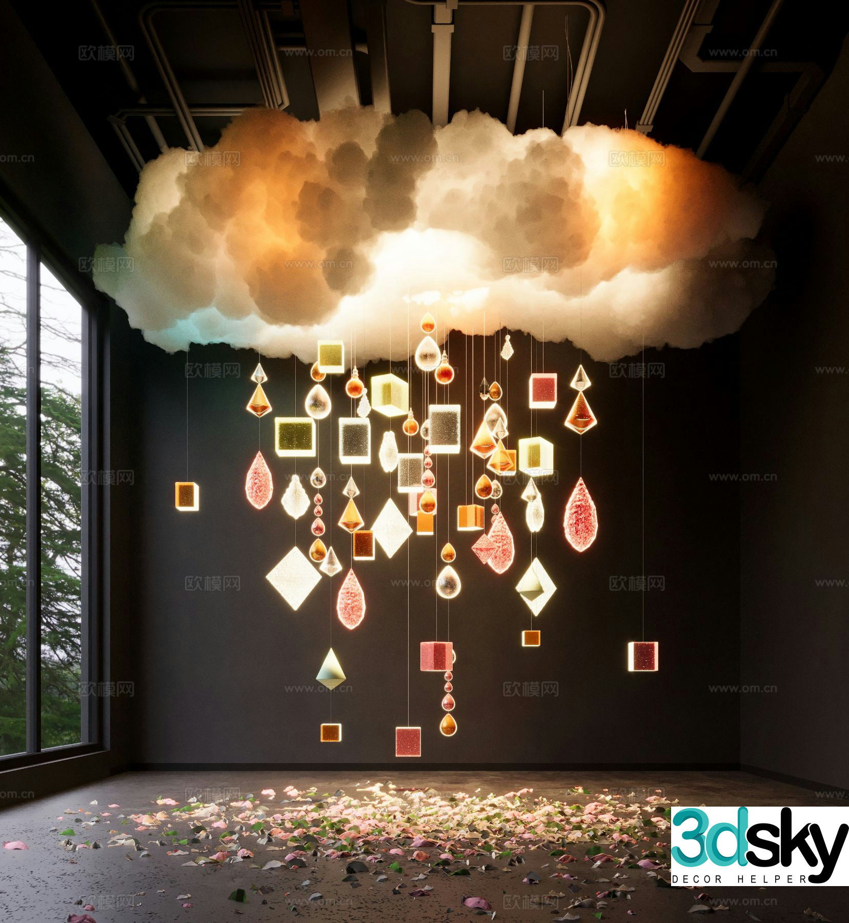 Modern indoor device landscaping cloud landscaping 3D model