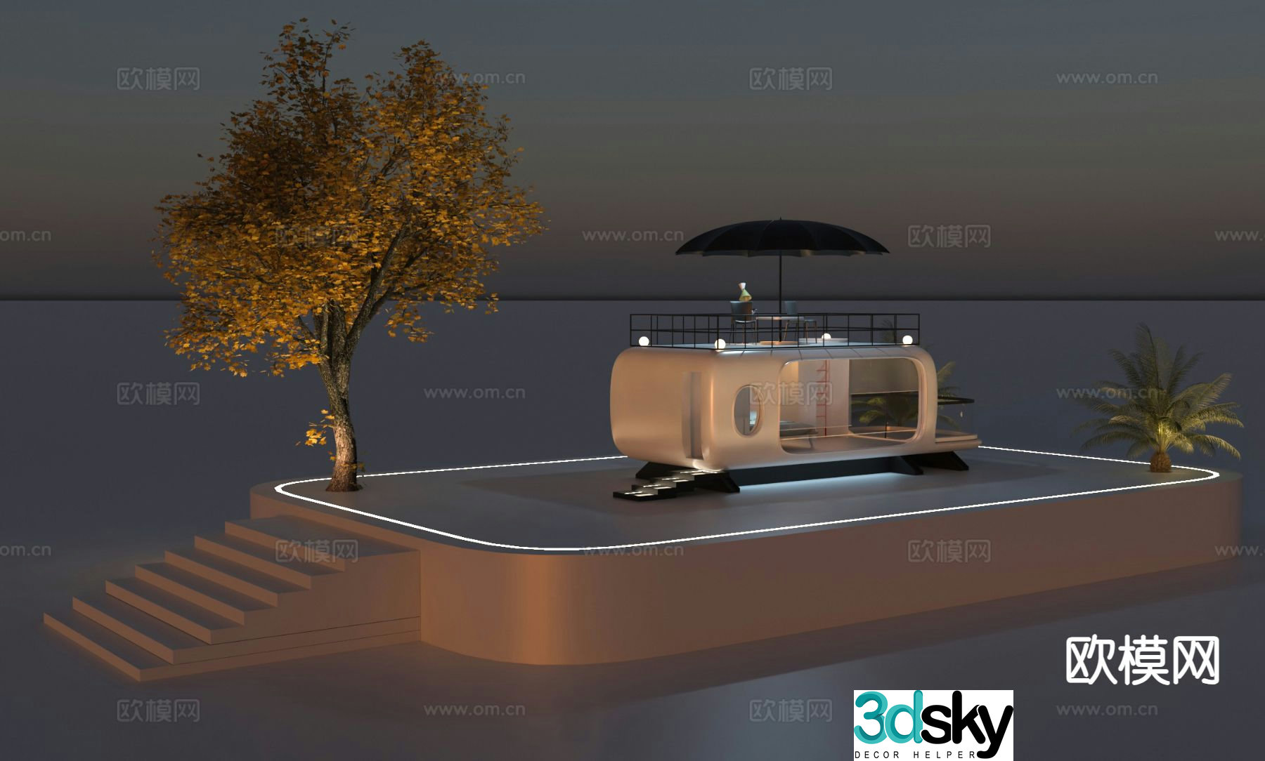 Space capsule outdoor camping base station 3d model