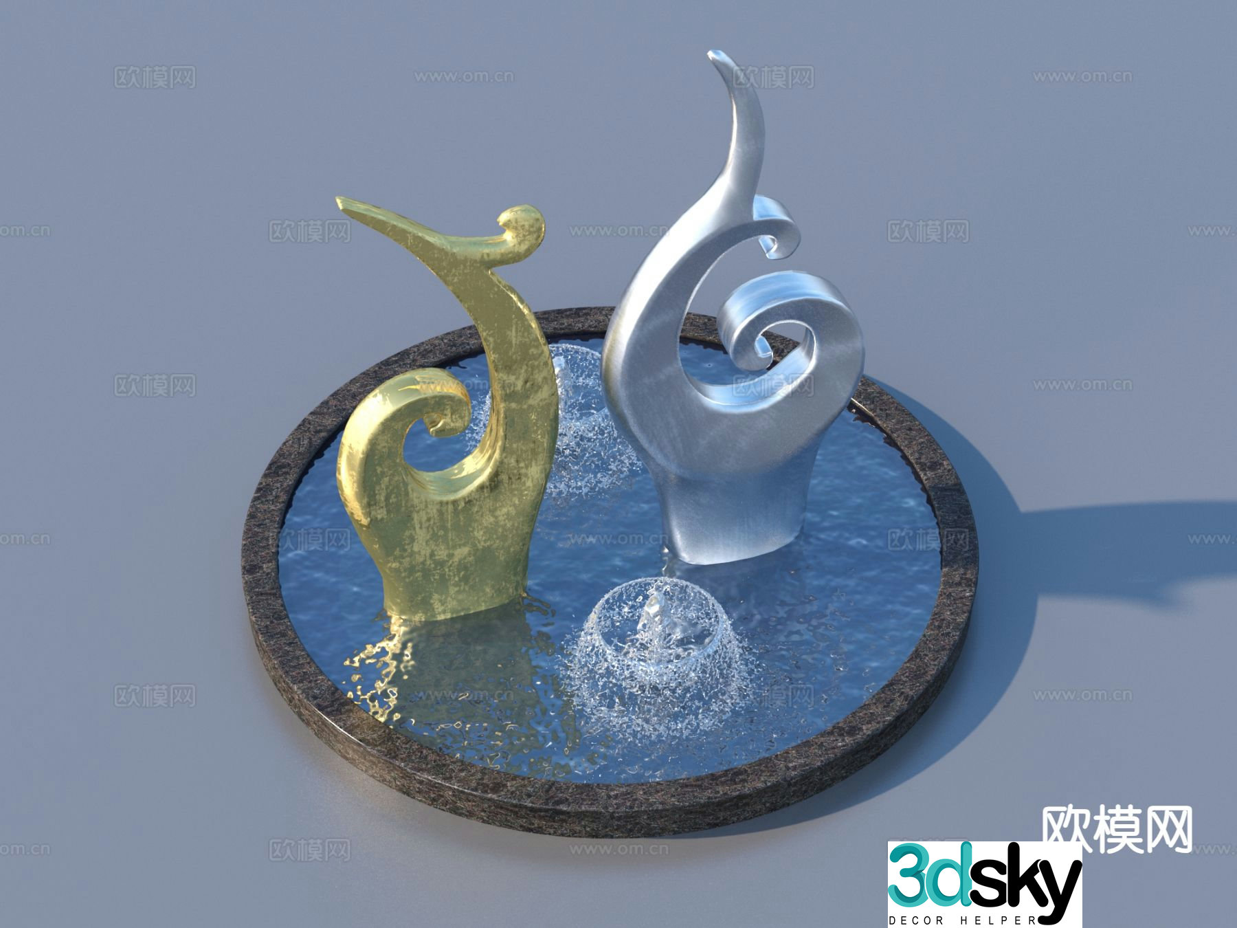 Urban Sculpture Waterscape Sketch Landscape Sculpture 3D Model