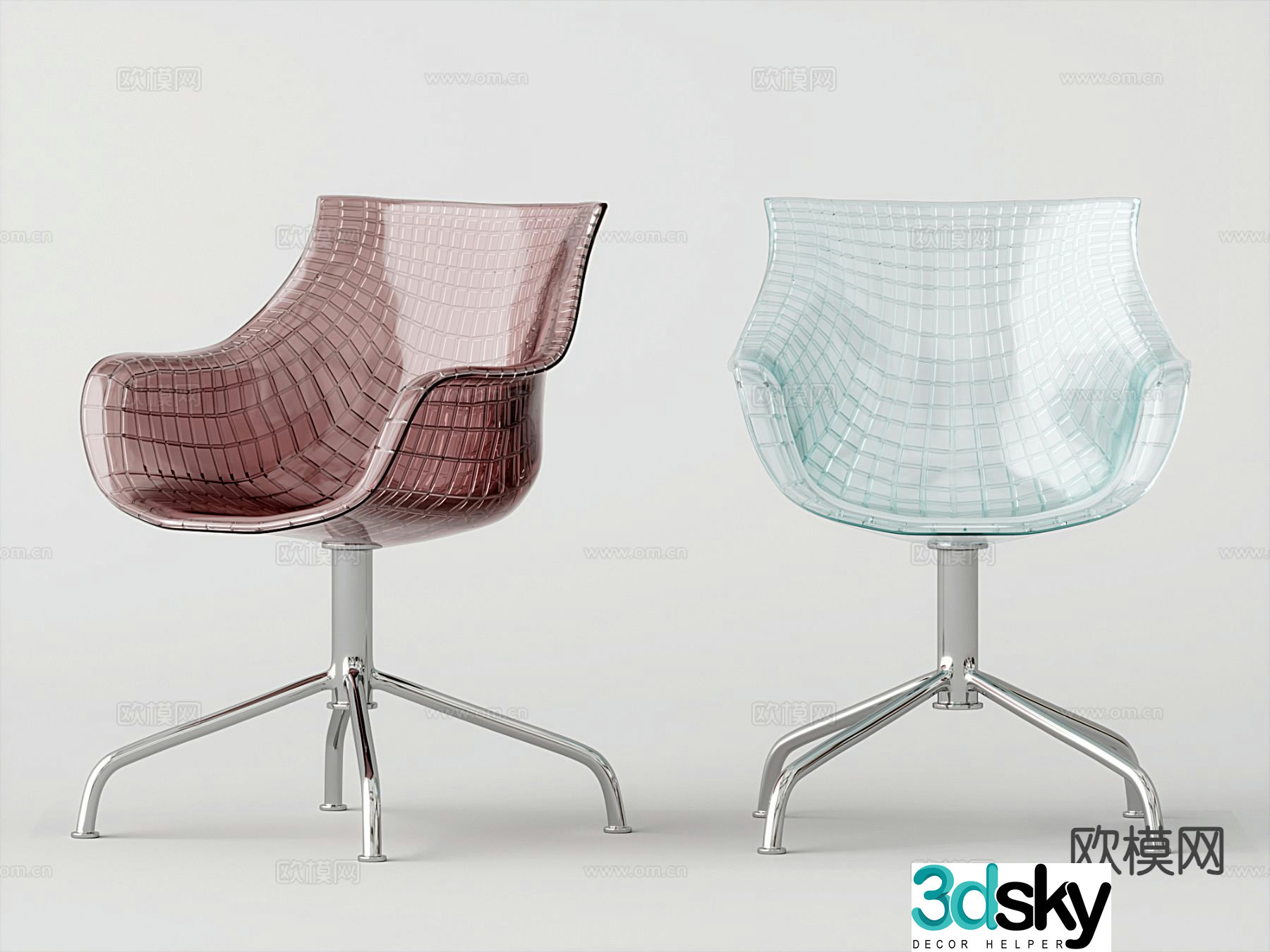 Modern office chair acrylic swivel chair 3d model