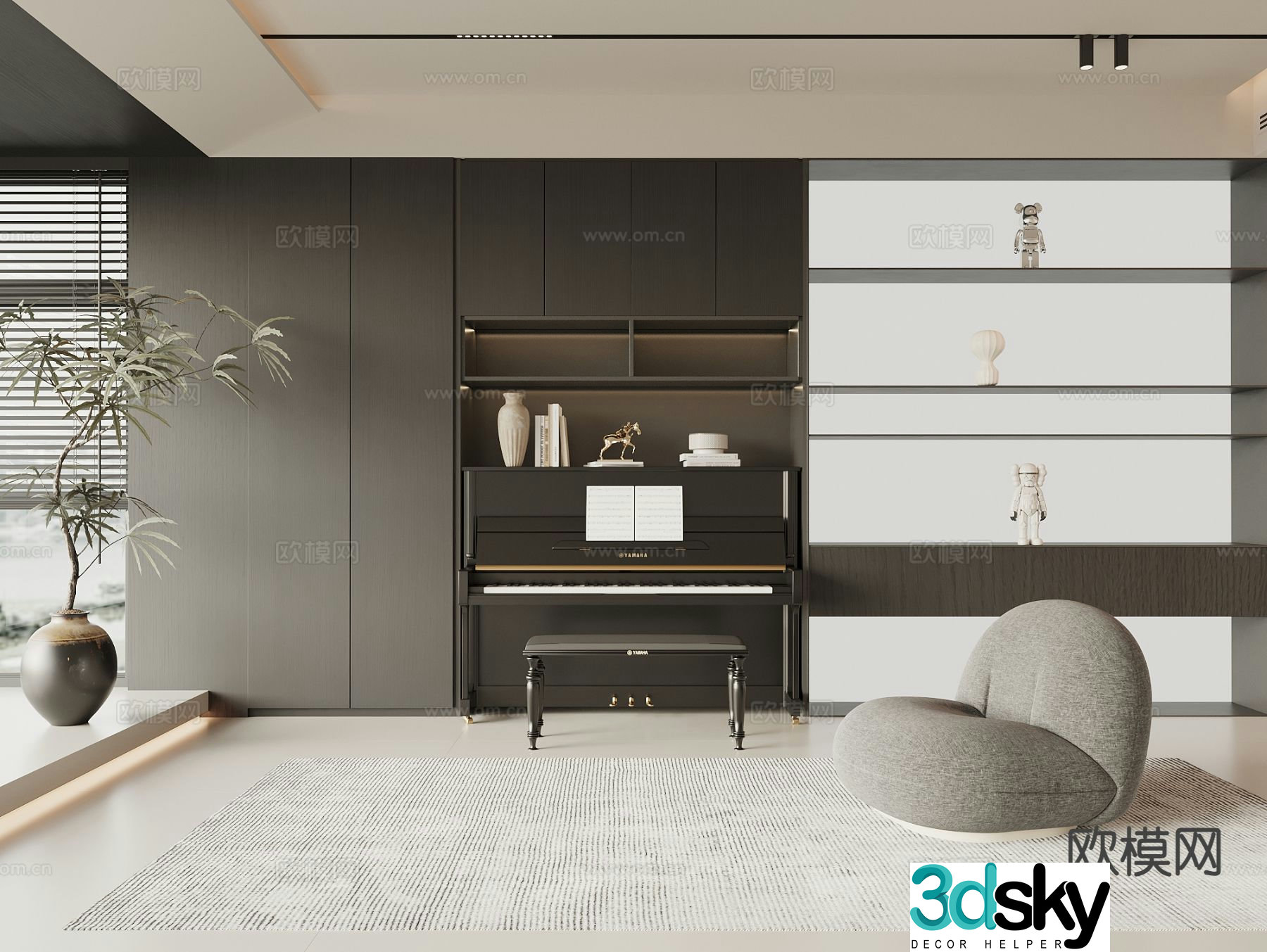 modern piano 3d model
