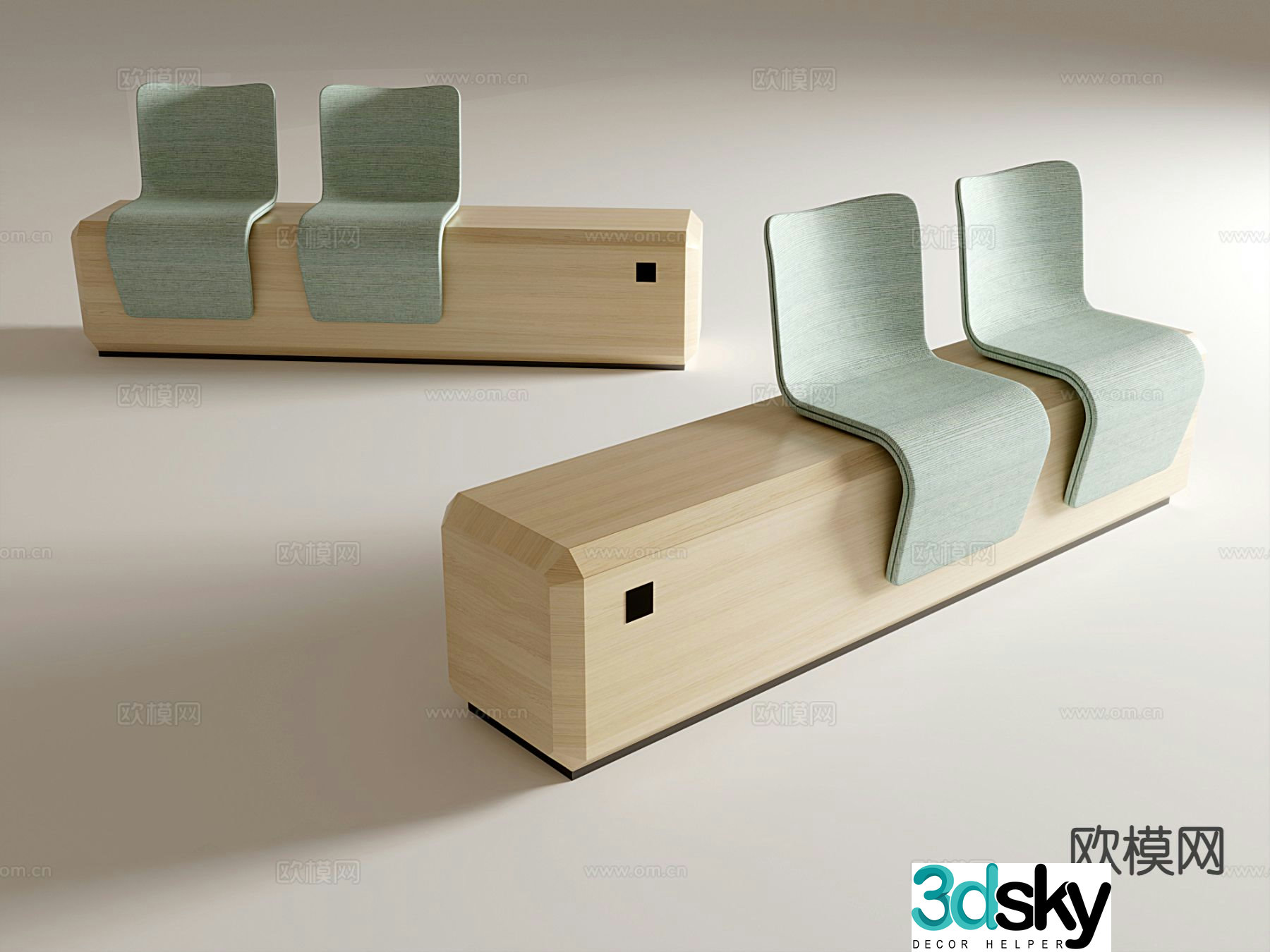 Creative chair public chair row chair 3d model