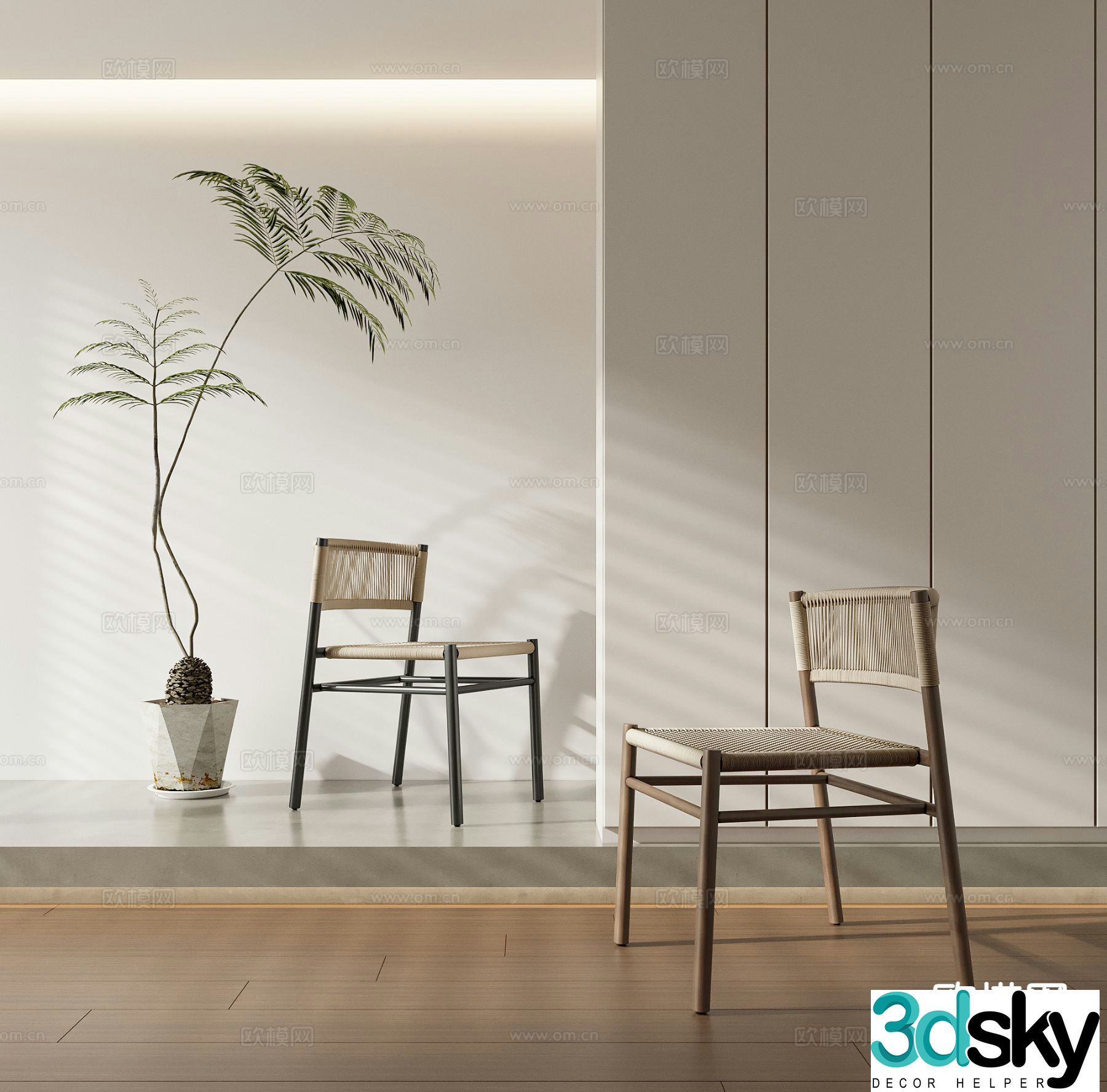 Wabi-sabi chair dining chair single chair 3d model