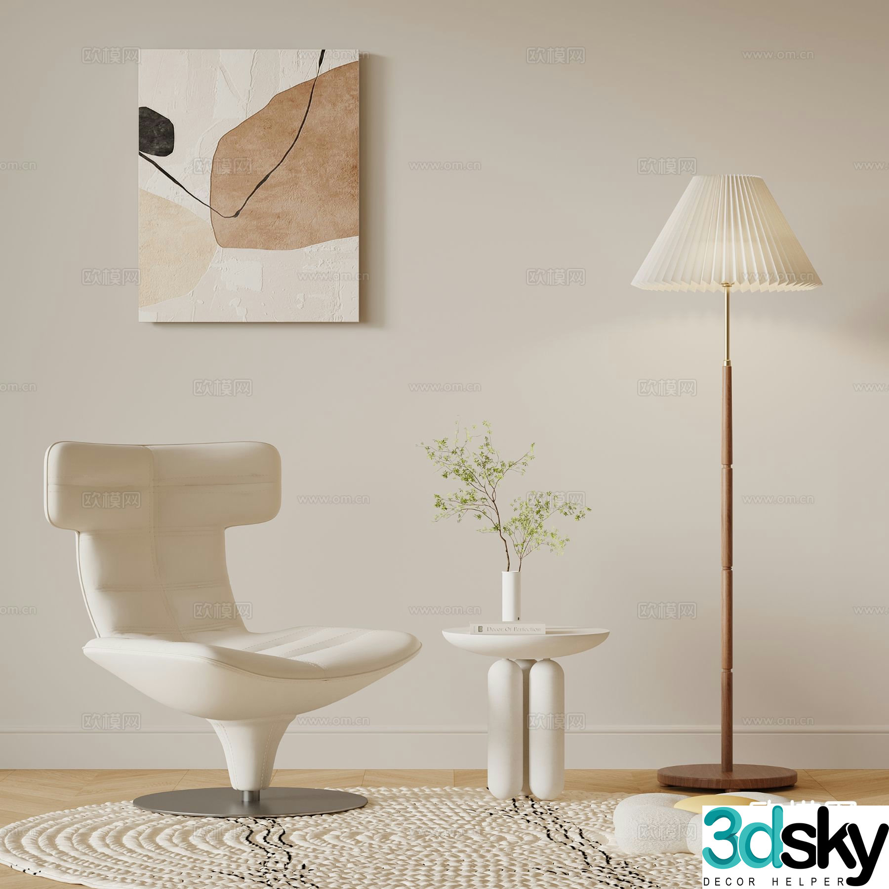 Cream style chair leisure chair 3d model