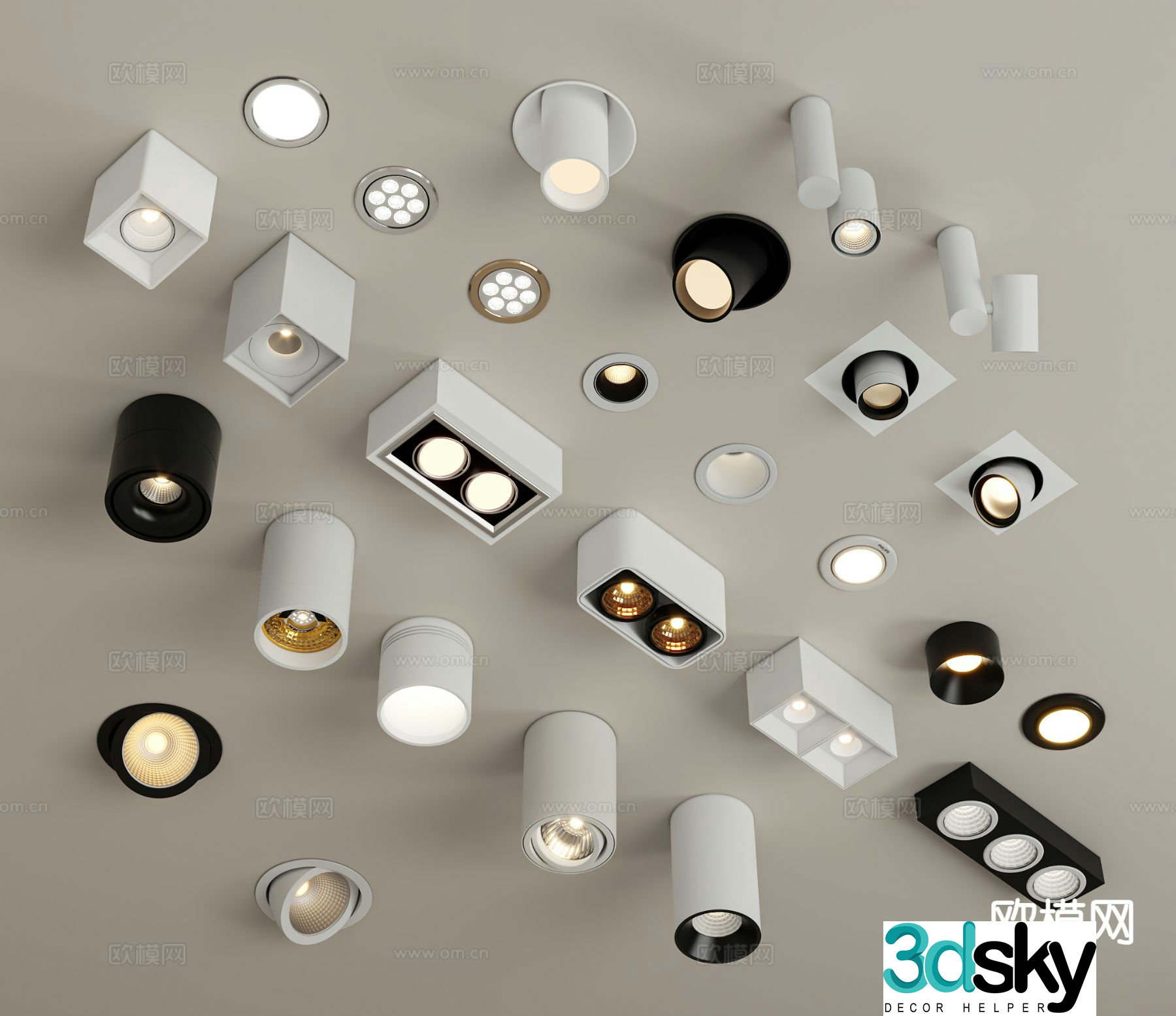 Modern downlight spotlight long downlight 3d model