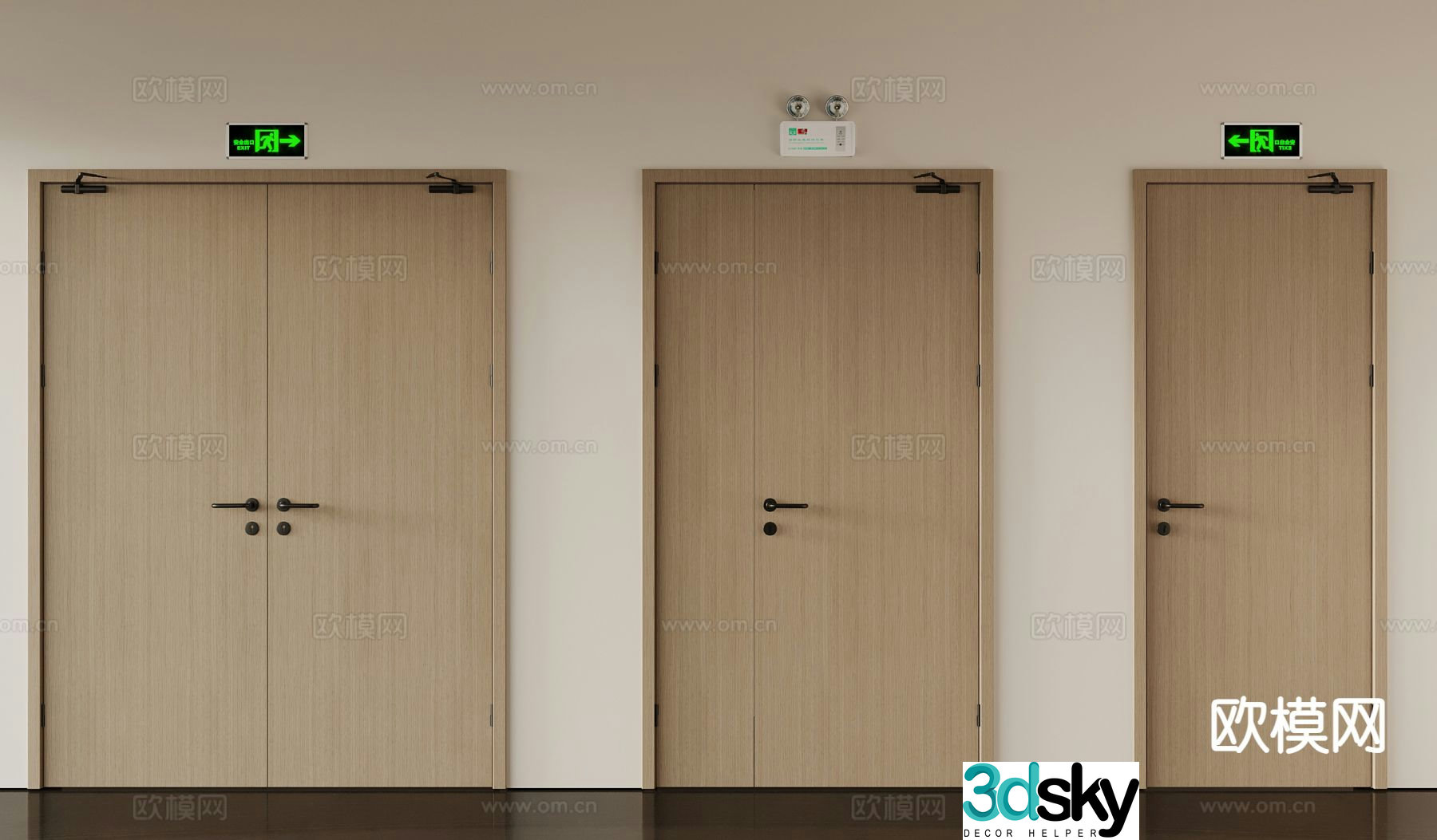 fire door fire door emergency lighting fire equipment 3d model