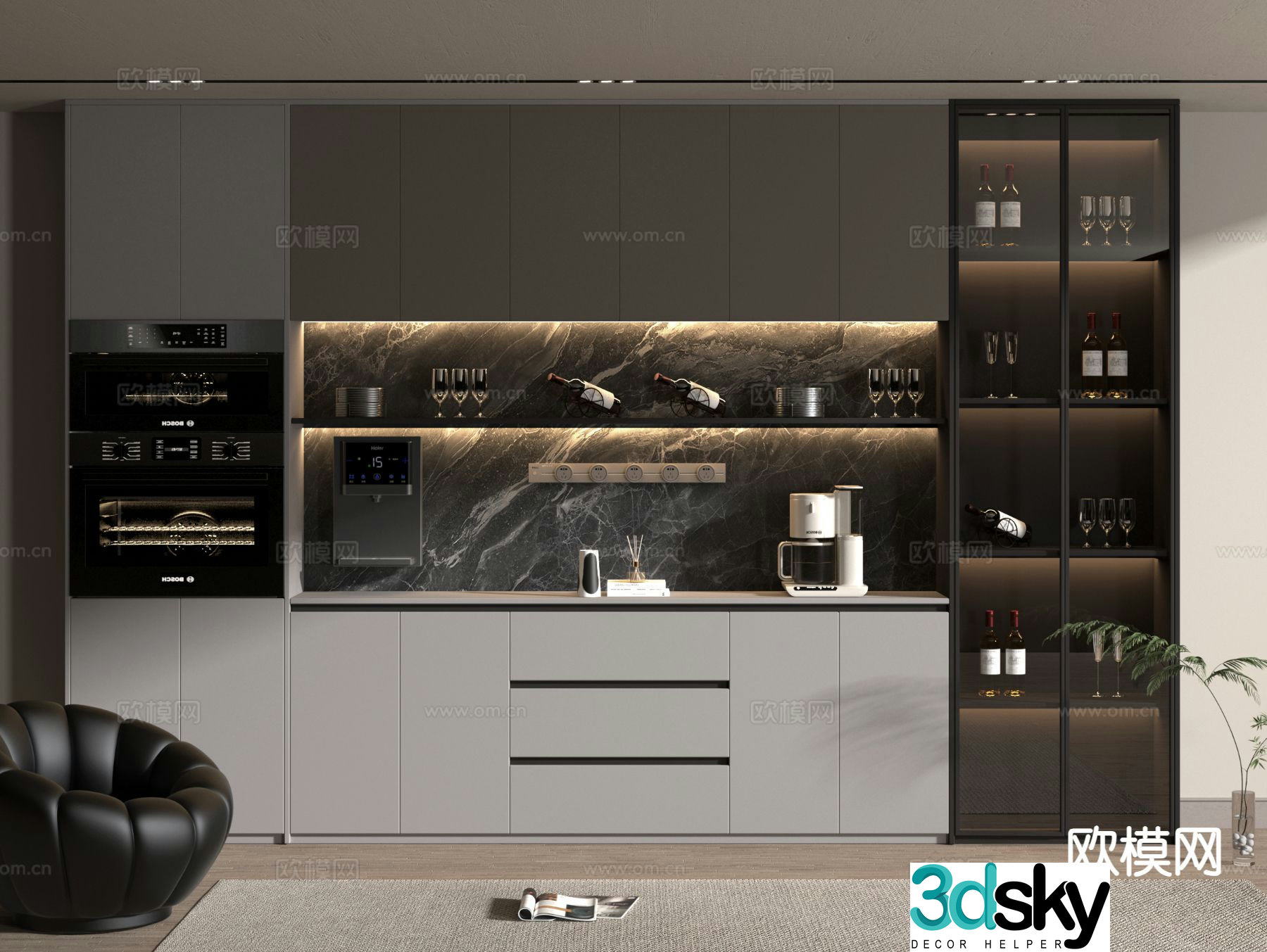 Modern wine cabinet sideboard 3d model