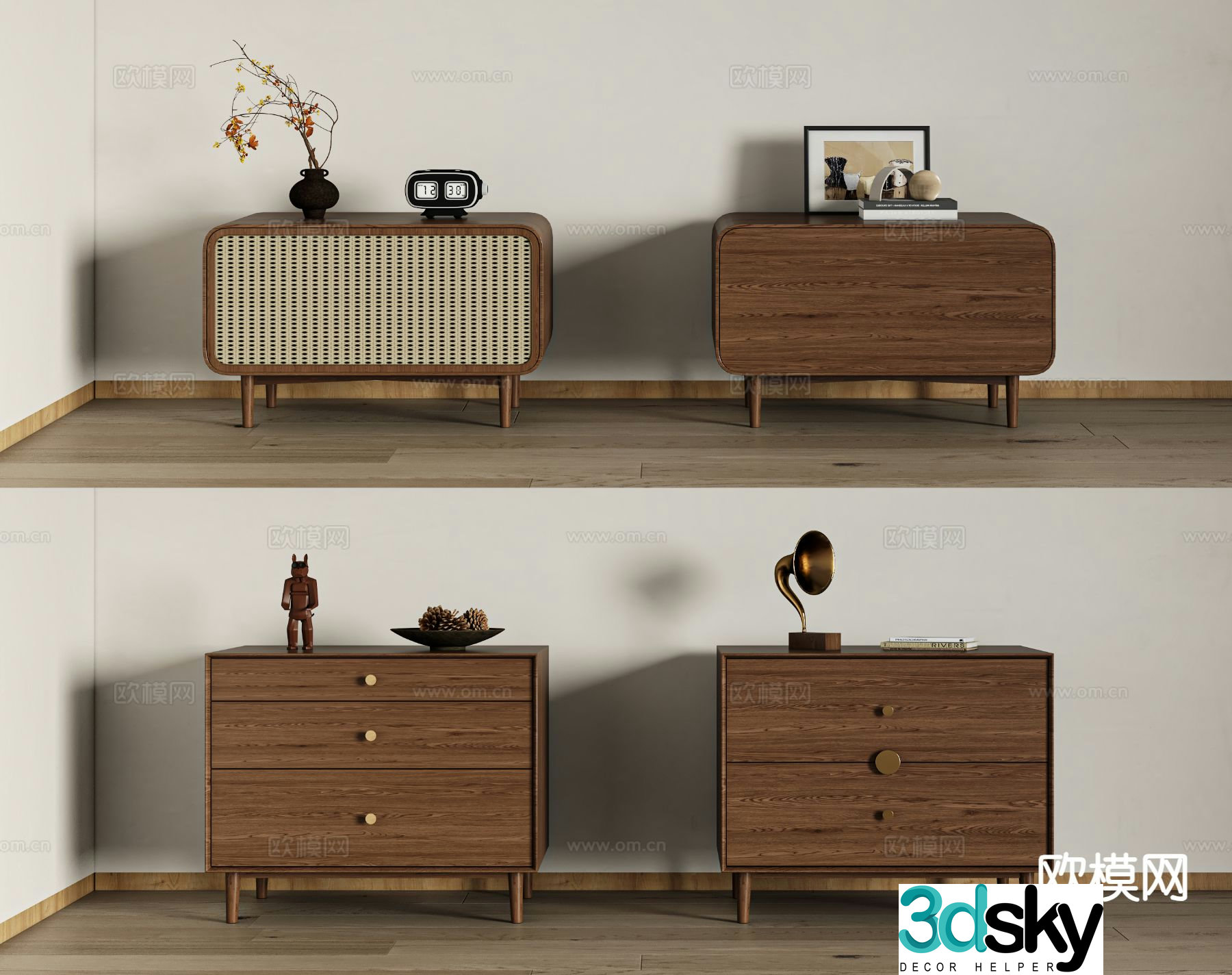 Wabi-sabi style bedside table 3d model