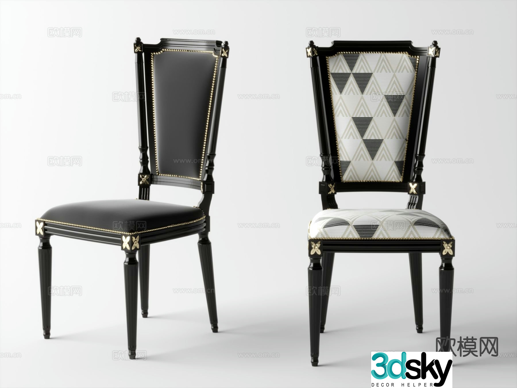 European style leisure chair dining chair chair 3d model
