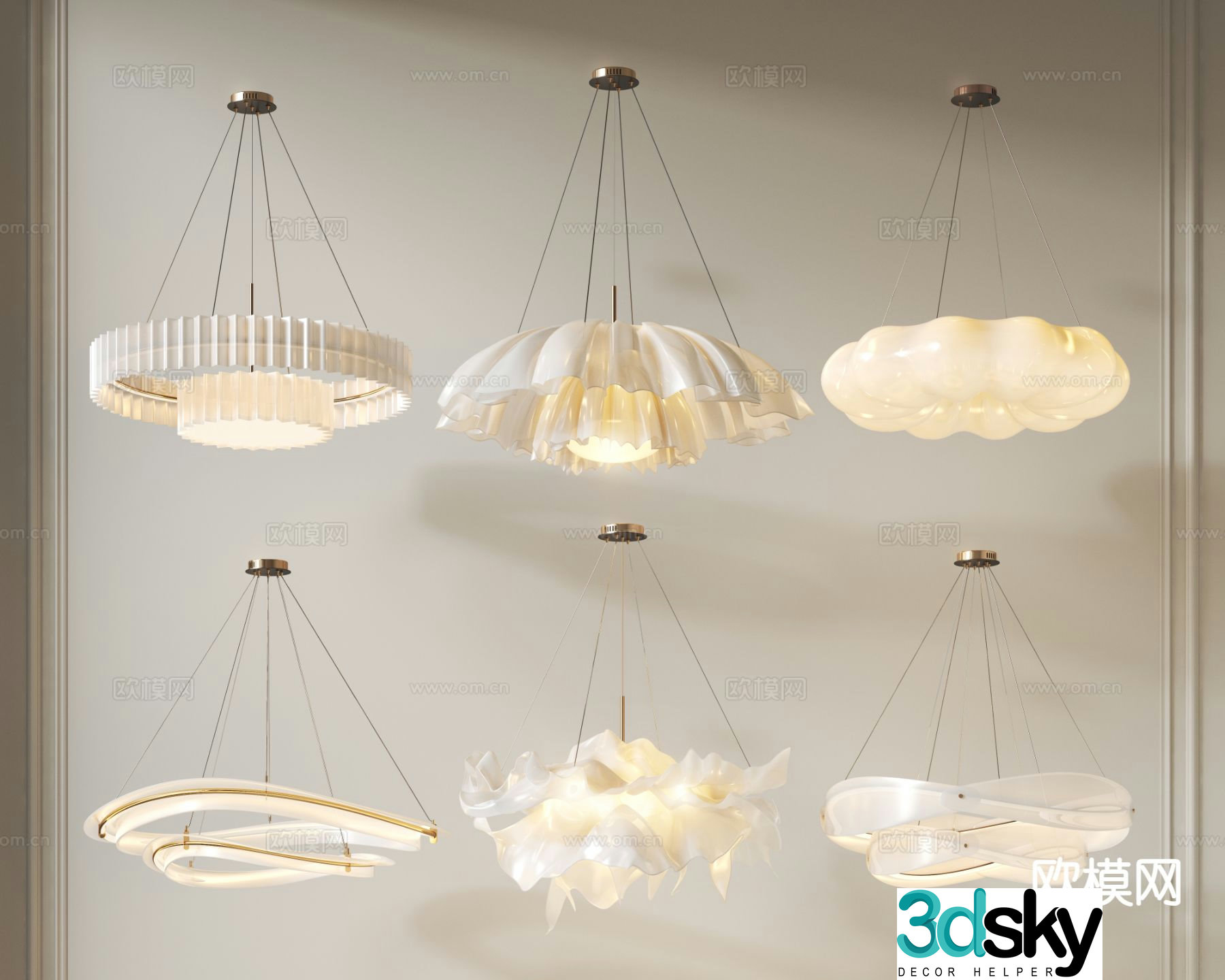 Cream style chandelier lace chandelier 3d model