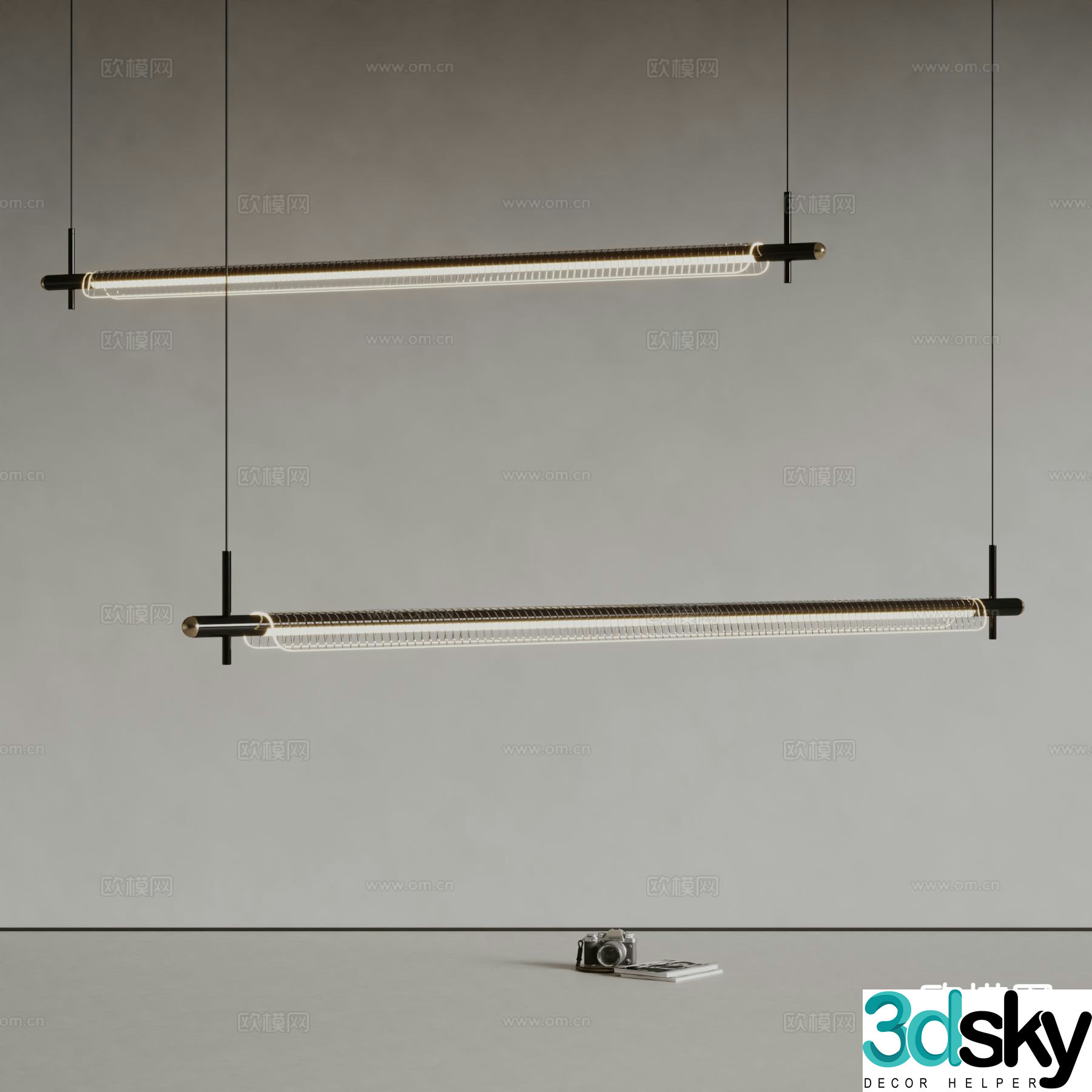 HERMES modern chandelier long chandelier 3d model