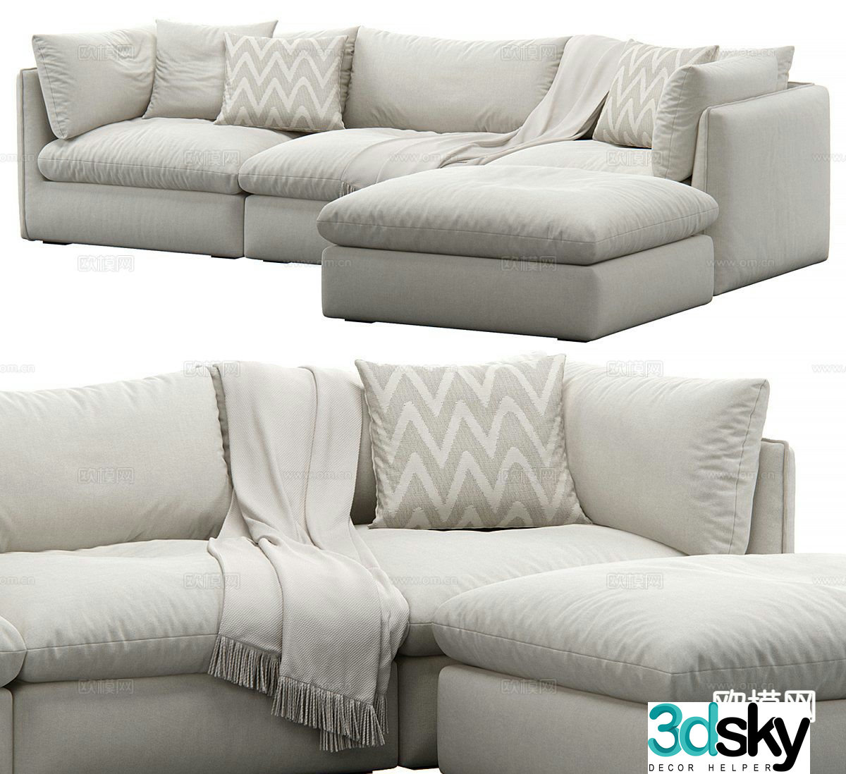 Corner sofa multi-person sofa 3d model
