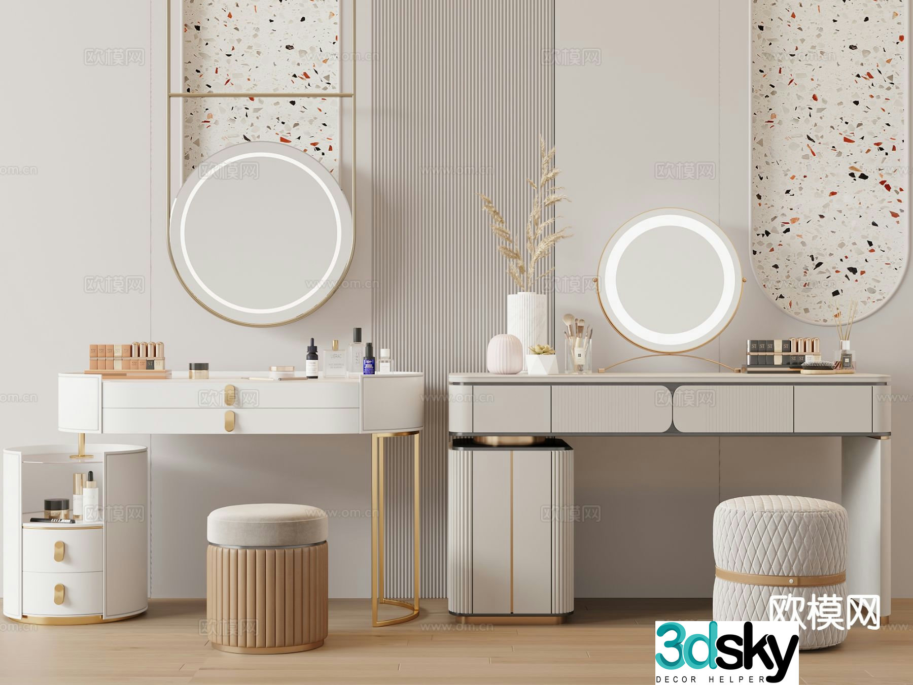 Cream style dresser 3d model