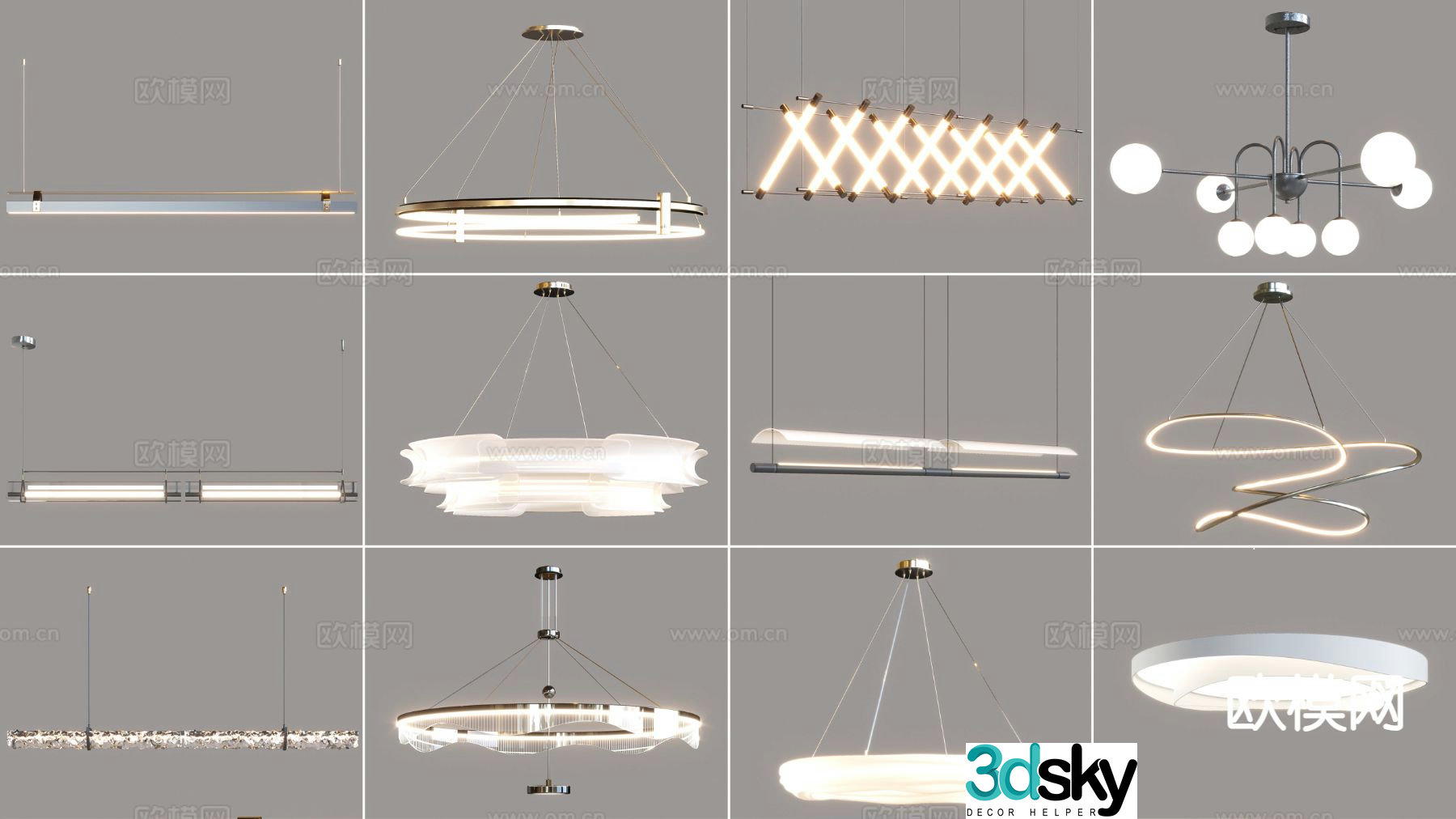 Cream style chandelier ring chandelier 3d model