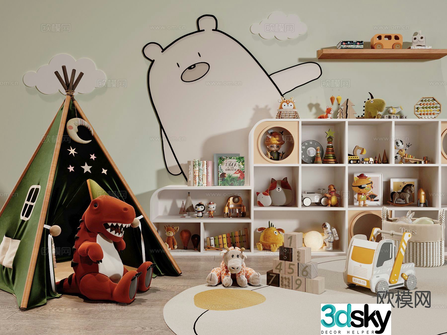 Modern children’s toys entertainment room 3d model