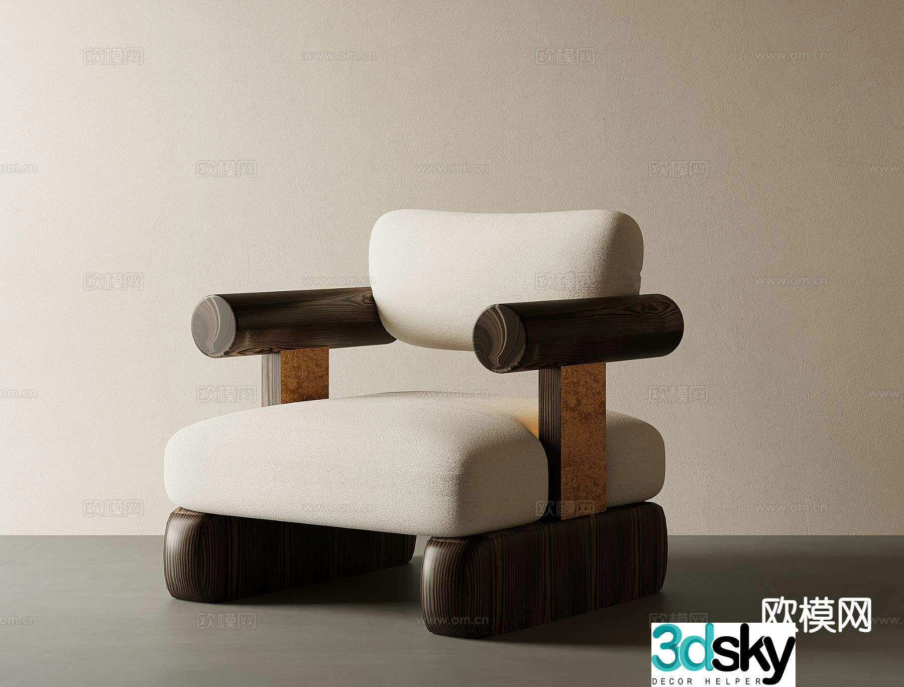 Wabi-sabi style sofa chair leisure sofa 3d model