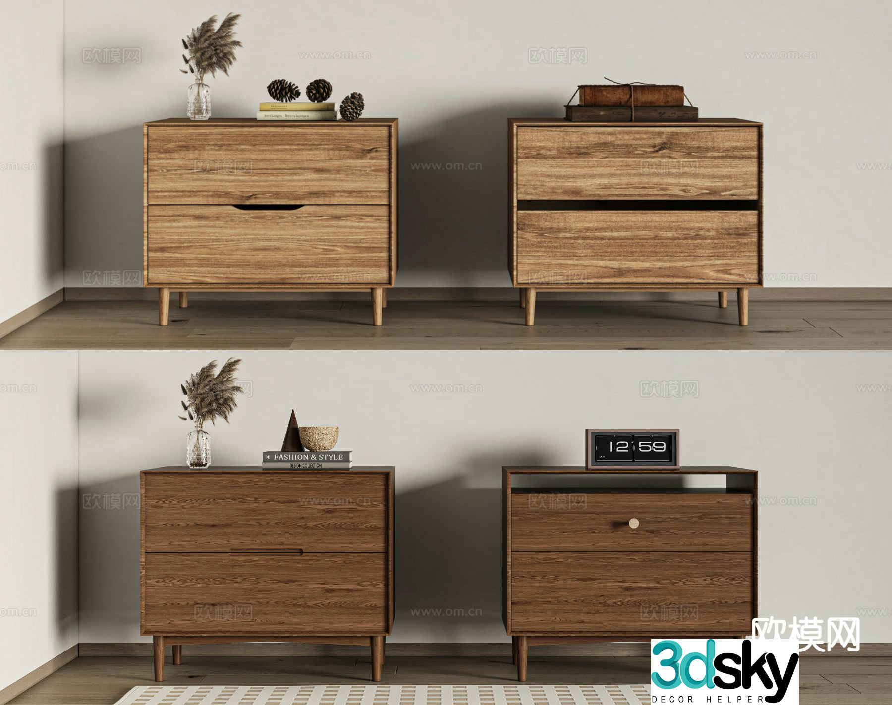 Medieval style bedside table 3d model