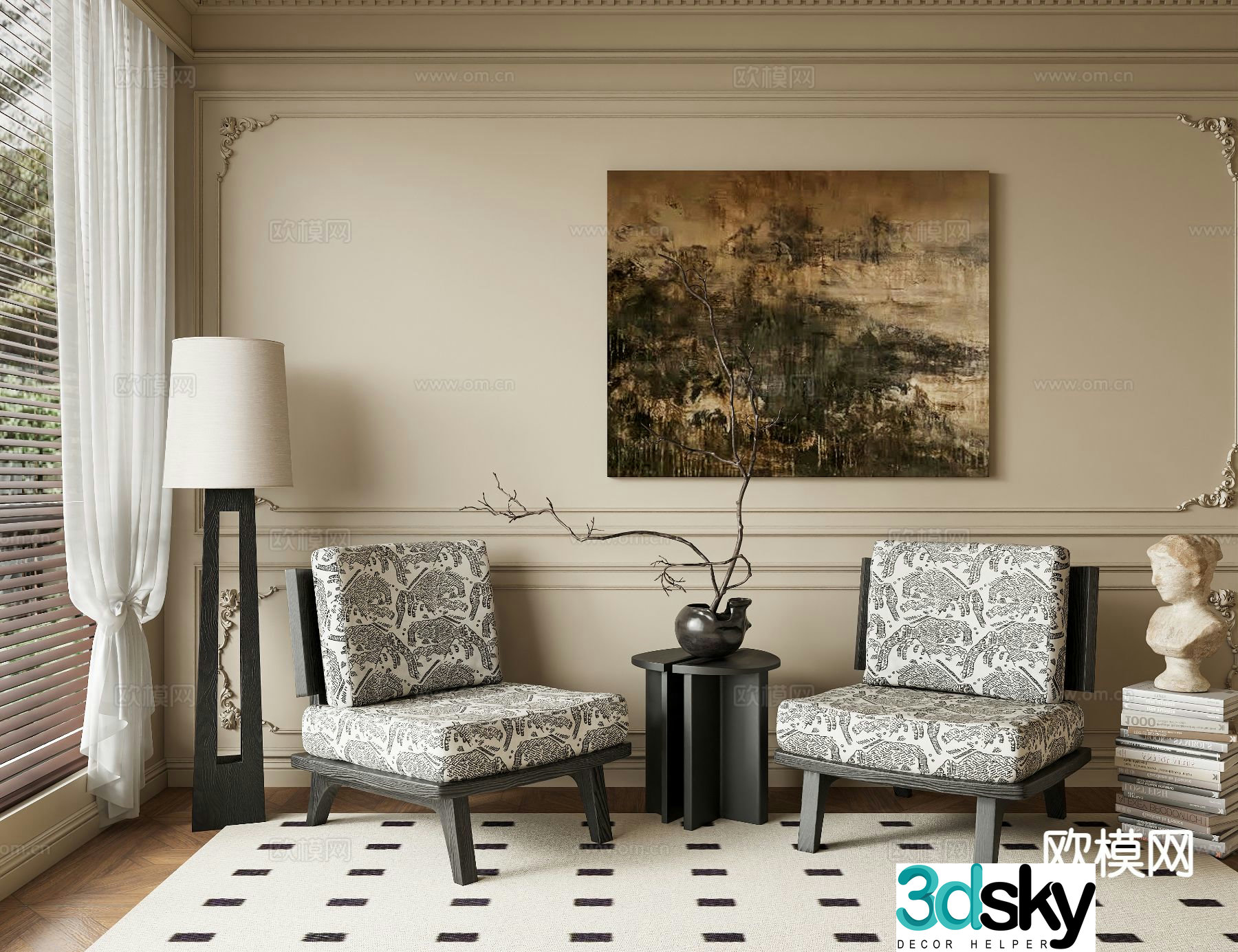 French casual chair 3d model