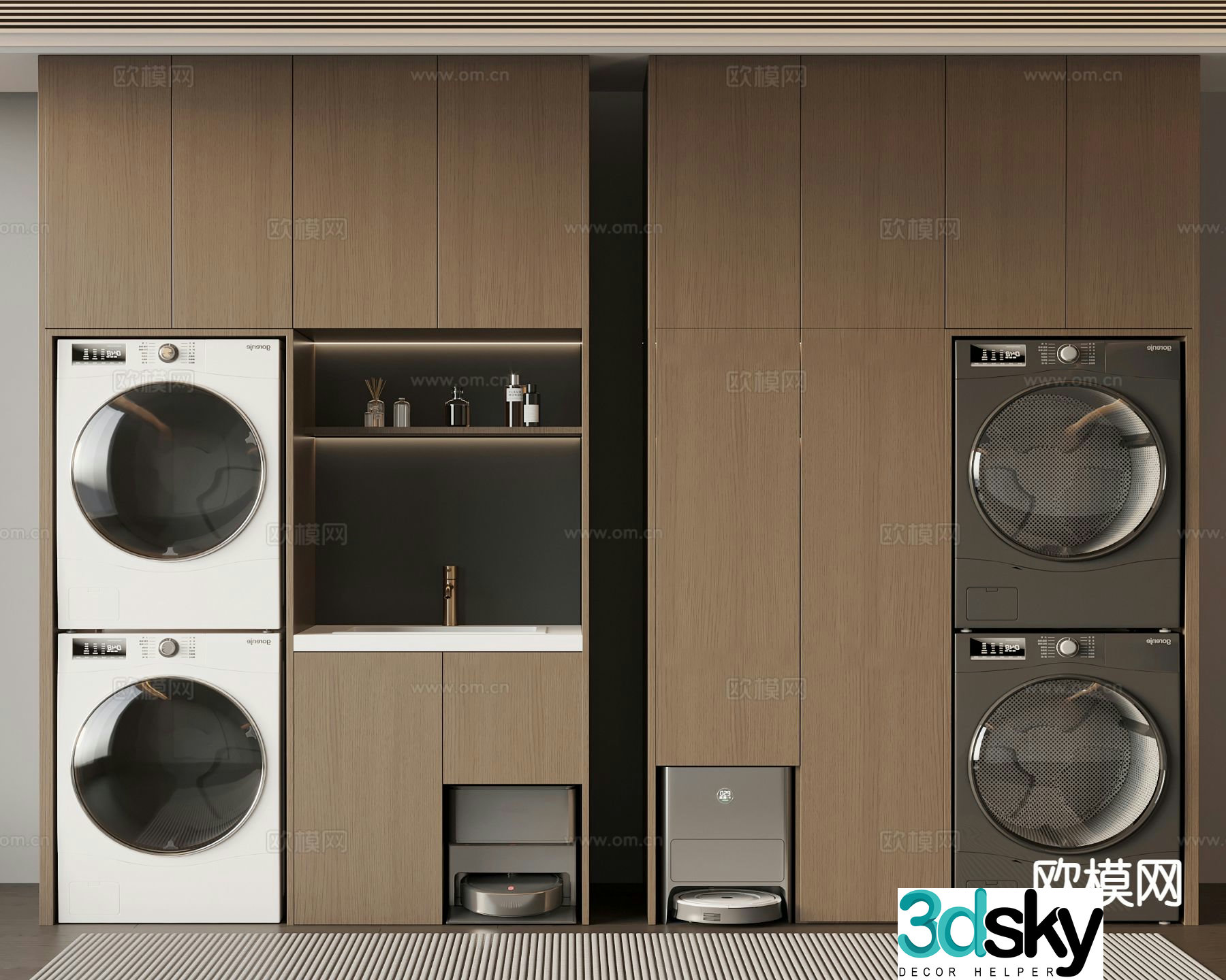 Italian balcony cabinet washing machine cabinet 3d model