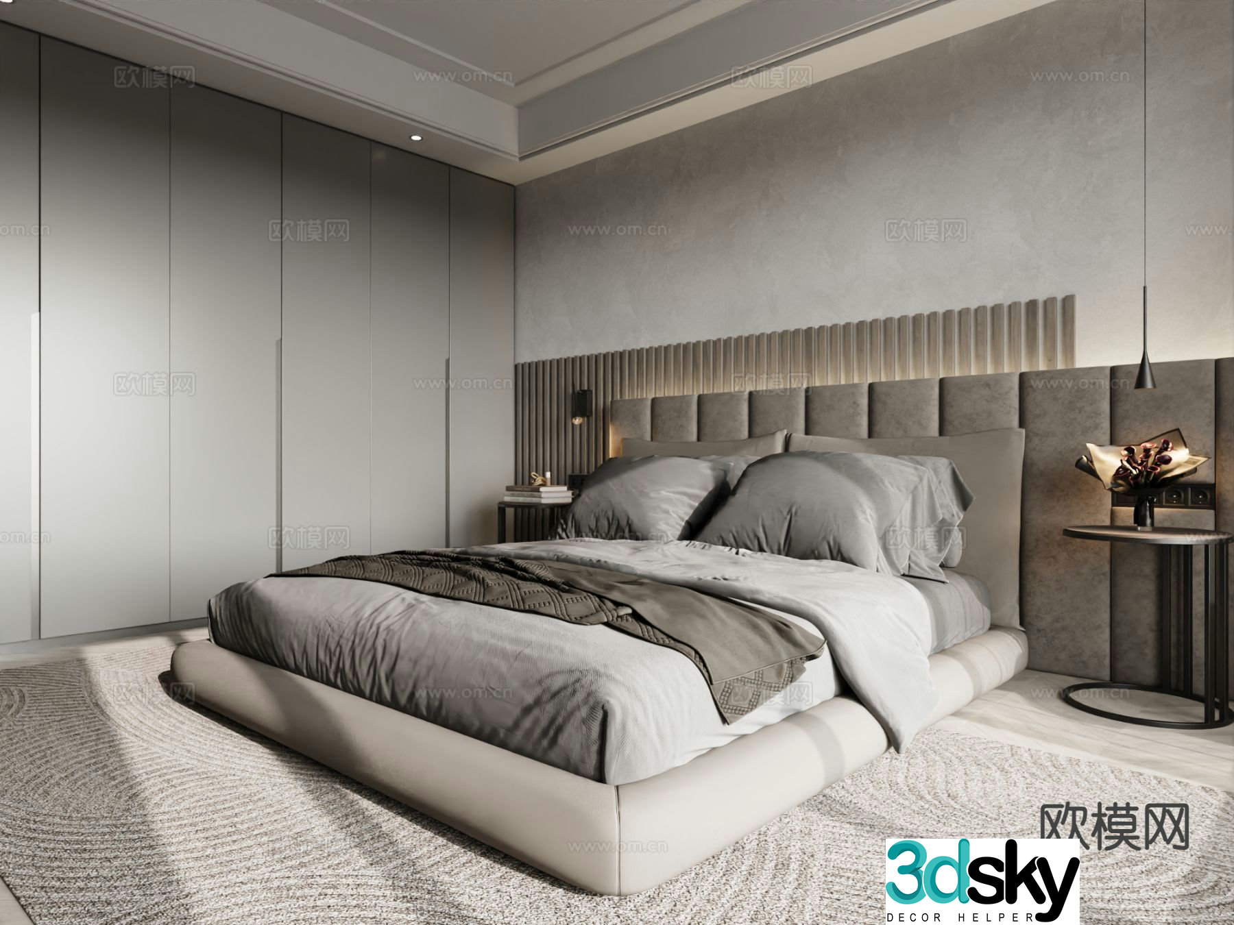 Modern double bed 3d model