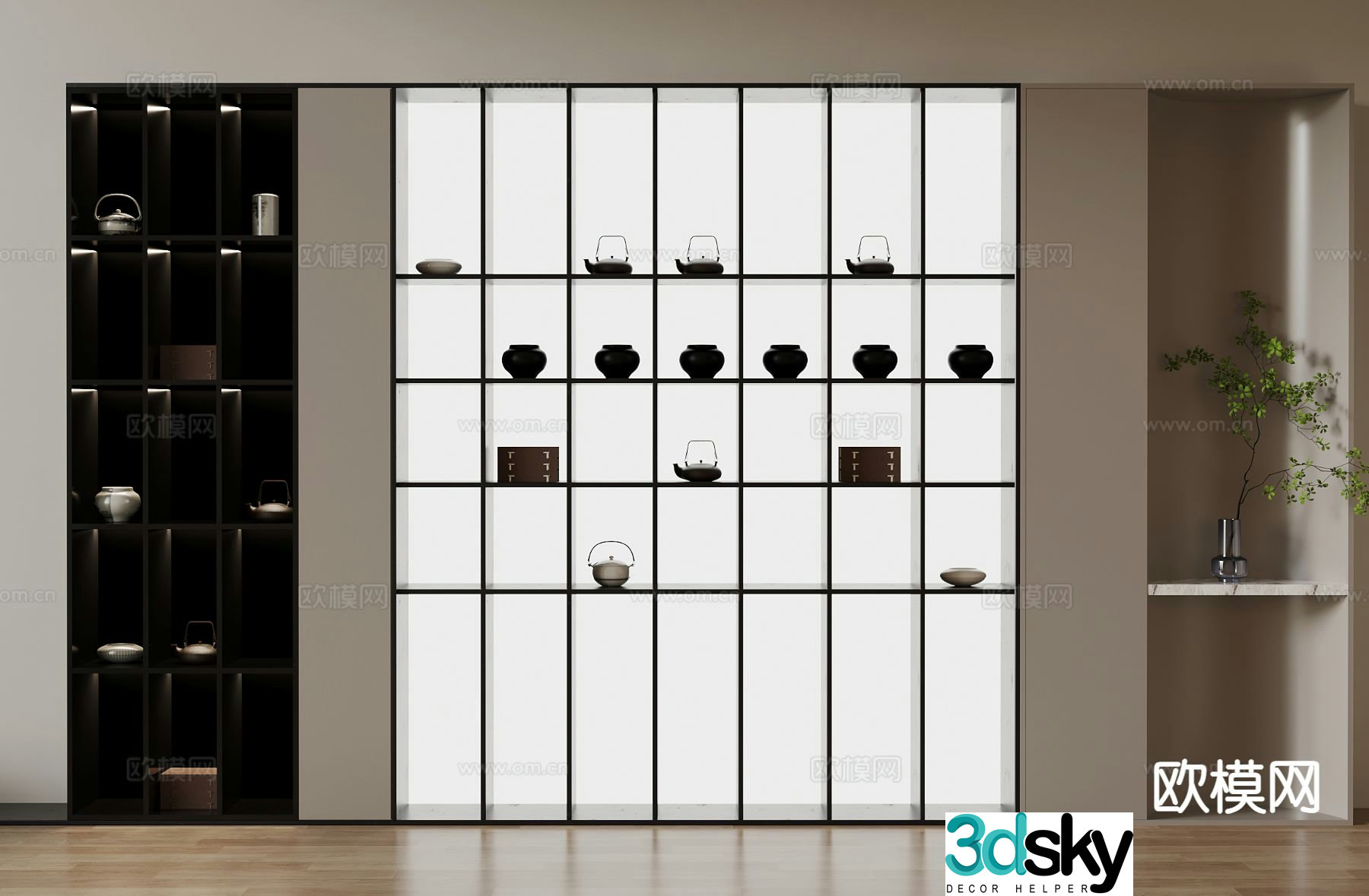 Modern tea cabinet background cabinet 3d model