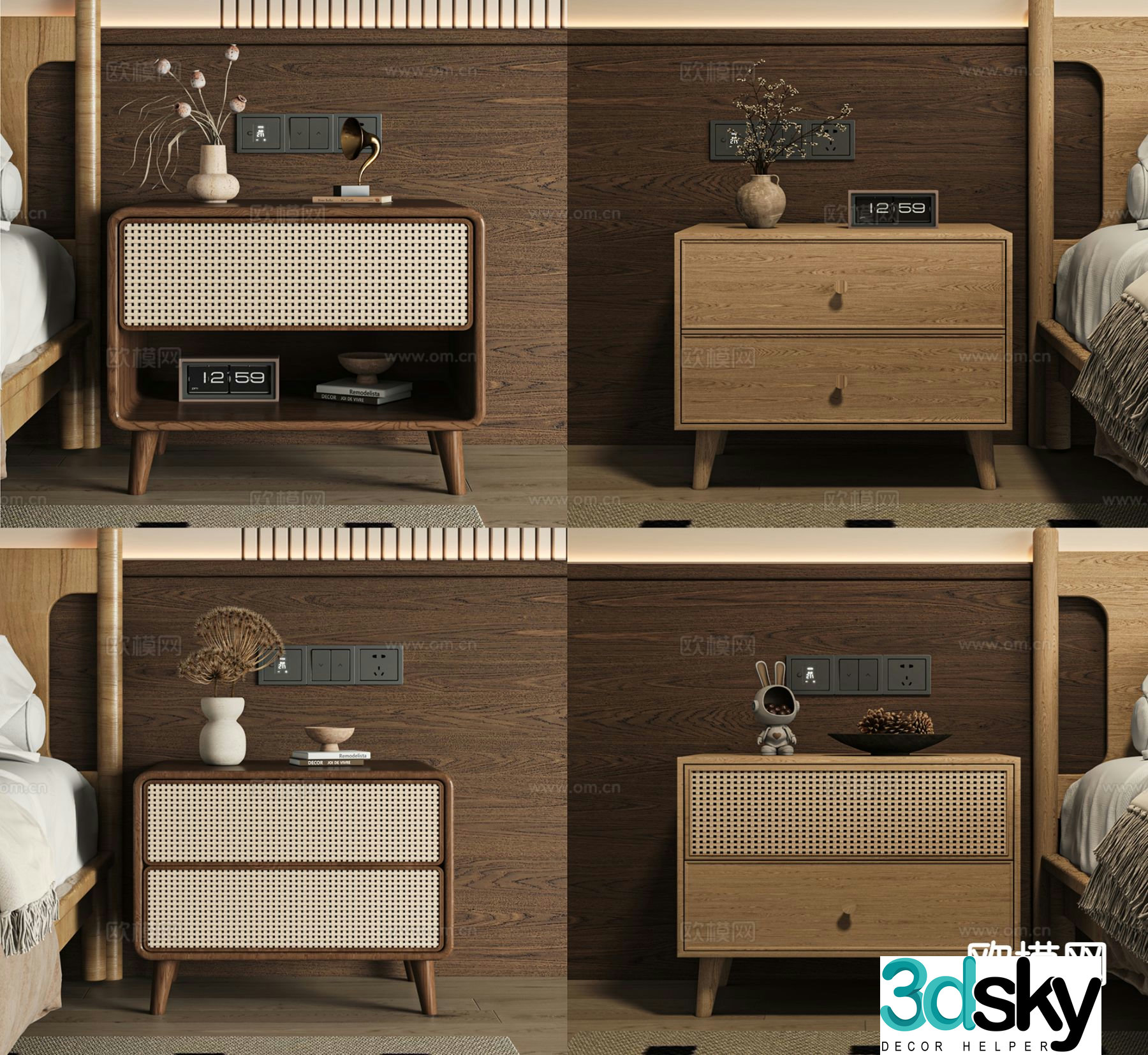 Wabi-sabi style bedside table 3d model