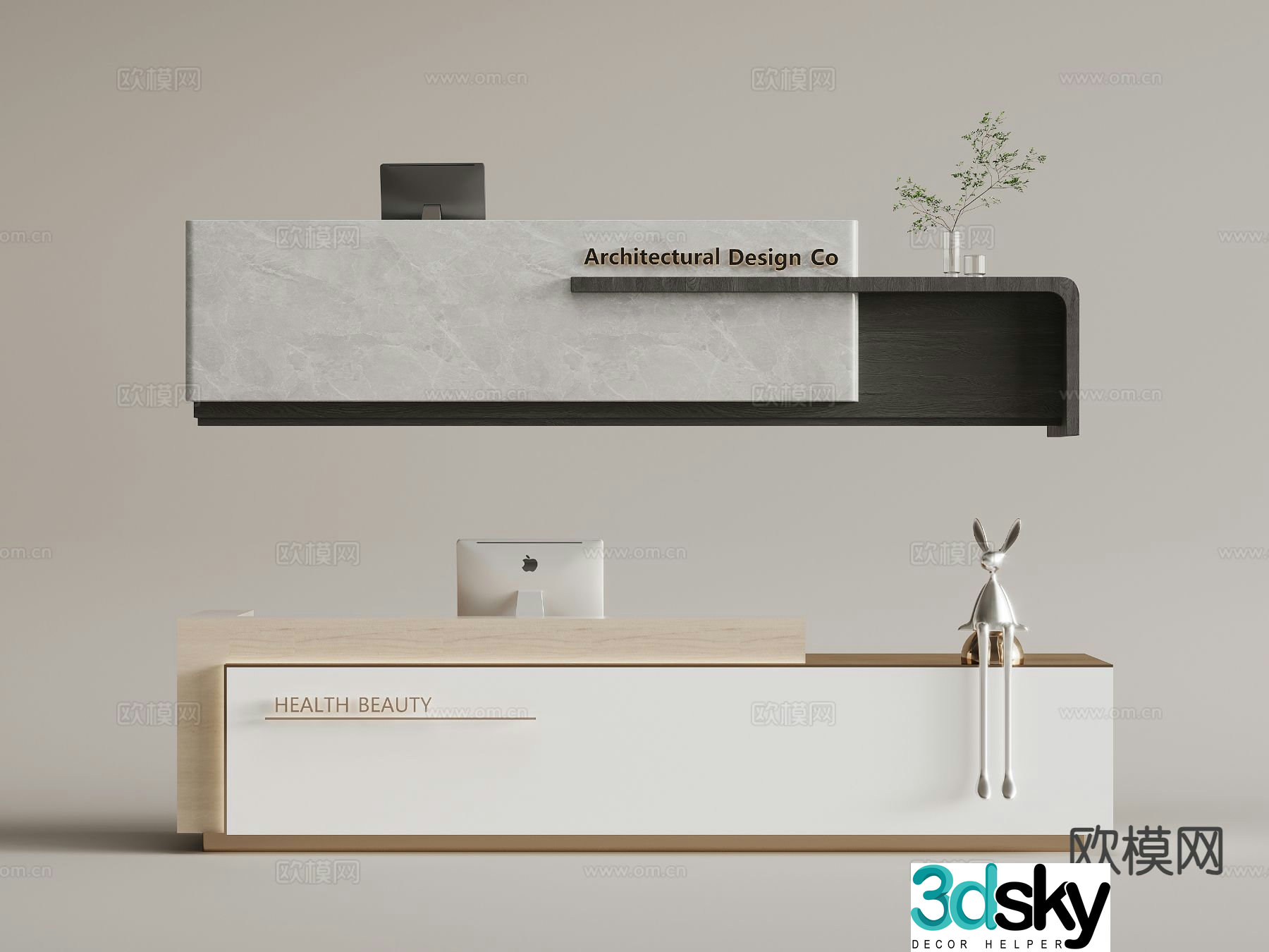 Modern company front desk service desk reception desk 3d model