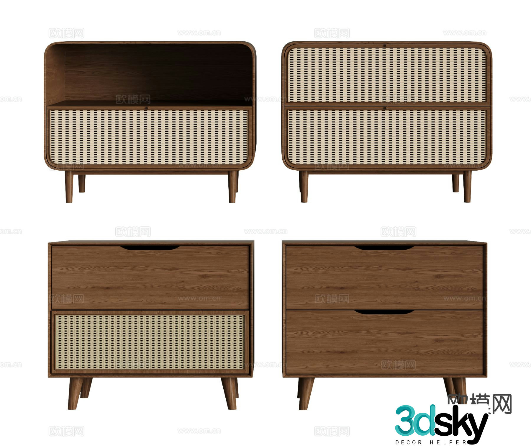 Medieval style bedside table 3d model