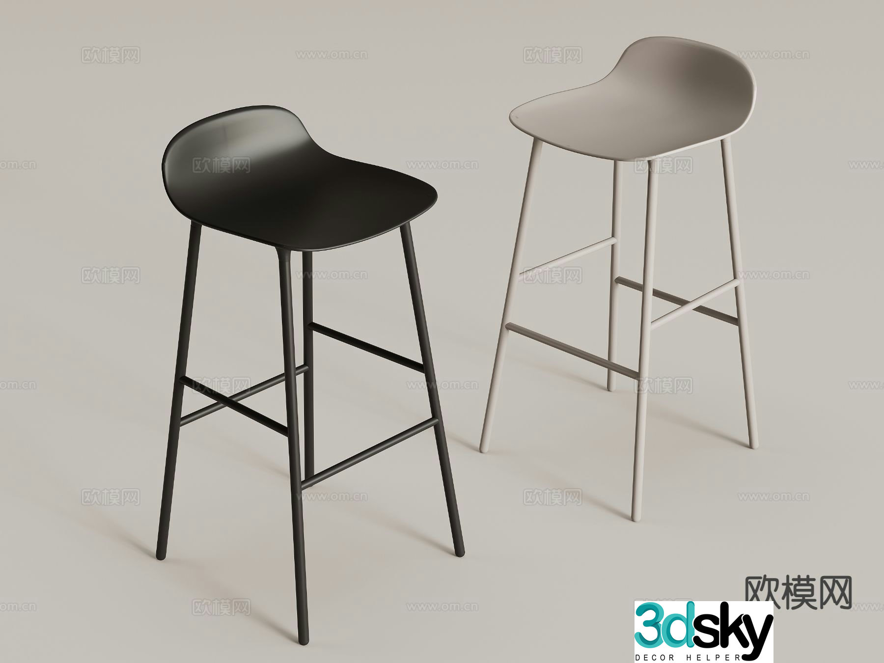 Modern simple bar stool bar stool 3d model