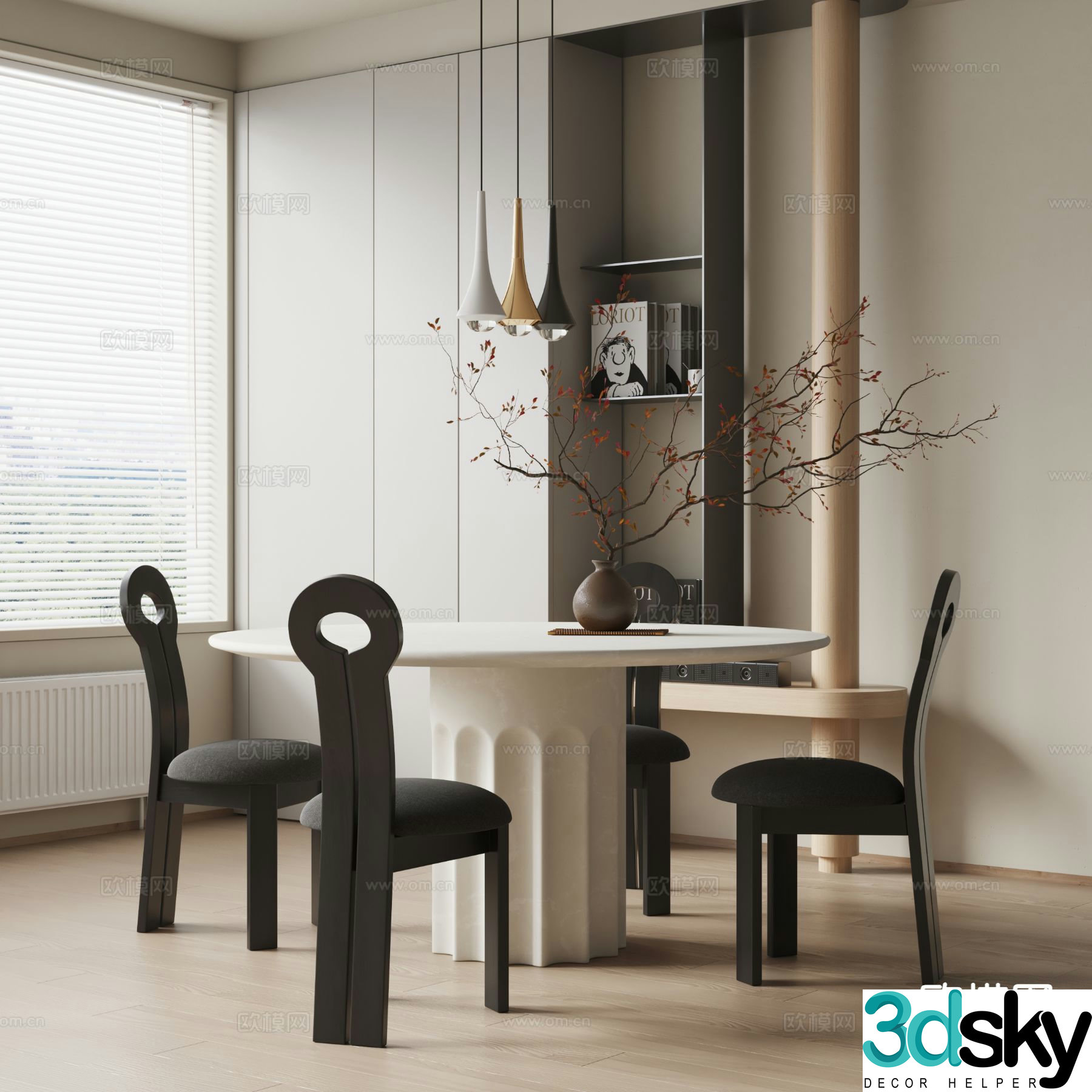 Medieval style dining table and chairs round table and chairs 3d model