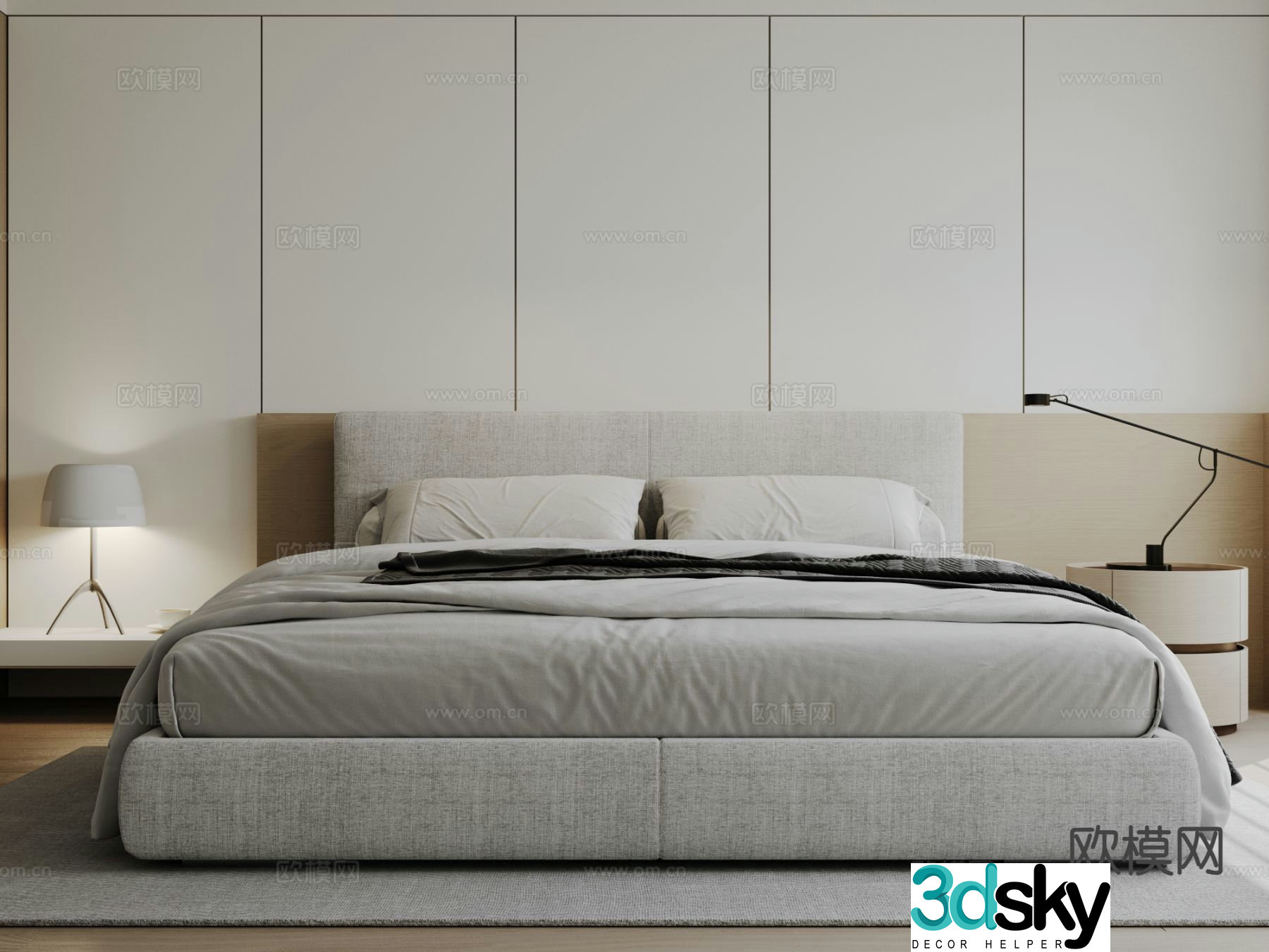 Modern double bed 3d model