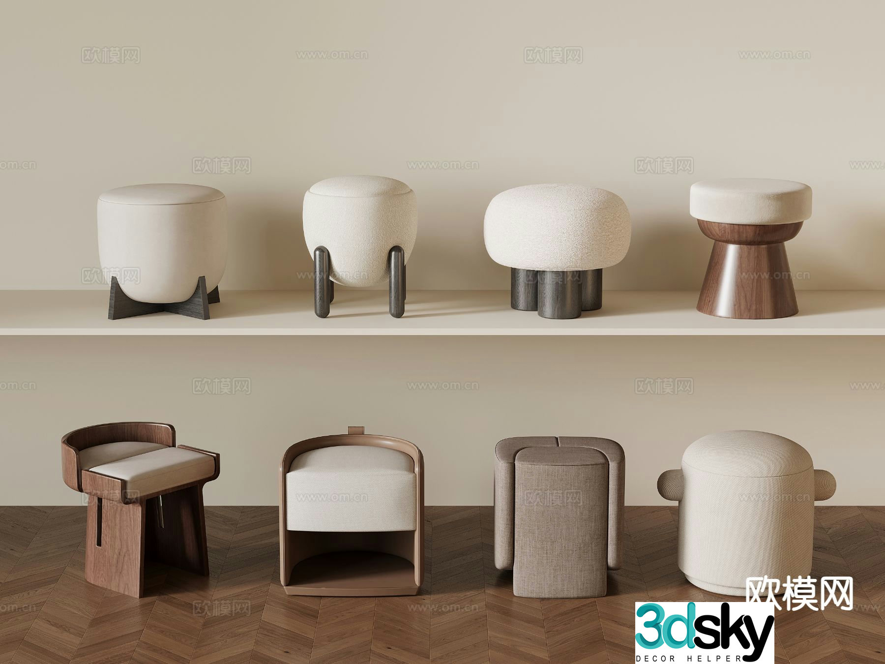 Medieval style round stool stool round pier 3d model