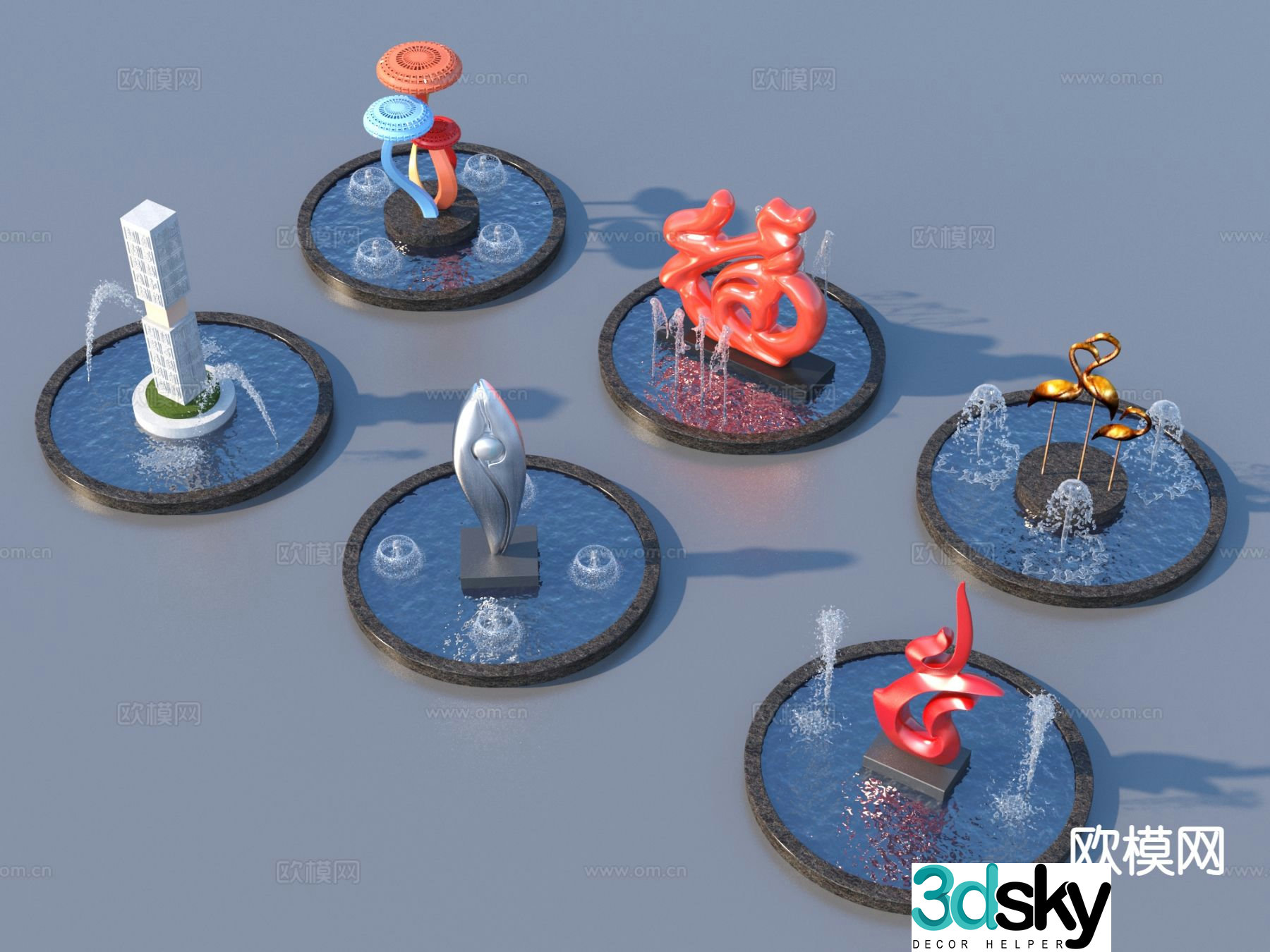 urban sculpture waterscape landscape 3d model