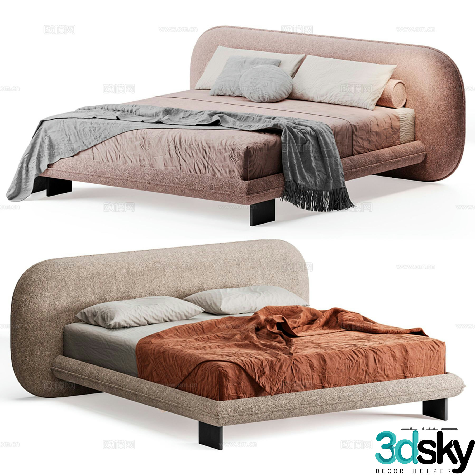 Modern double bed 3d model