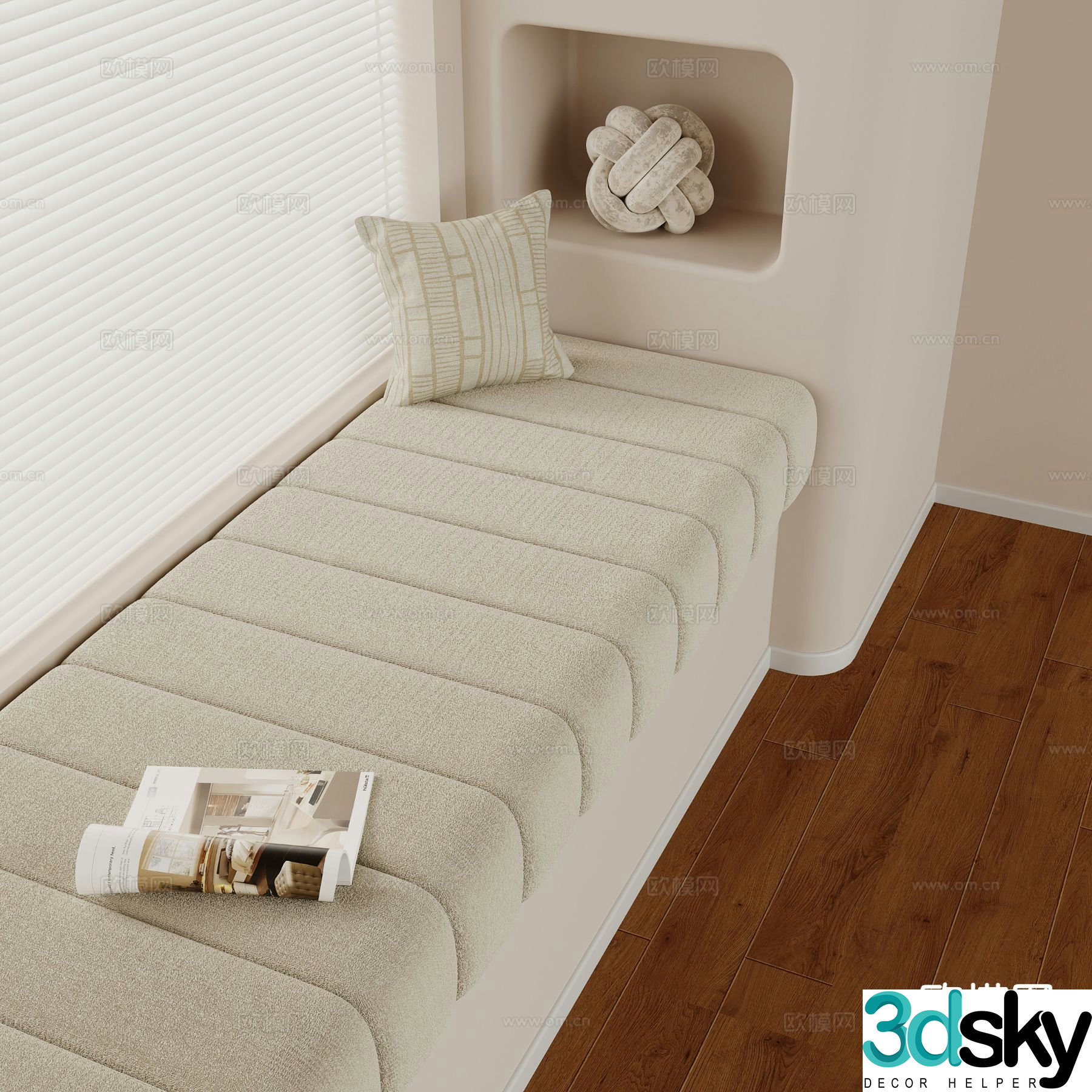 Modern bay window cushion cushion 3d model